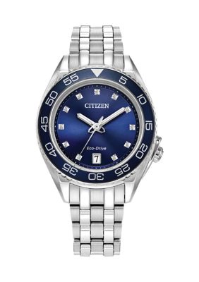 Citizen Women's Sport Luxury Silver-Tone Stainless Steel Bracelet Watch - 35 Millimeter
