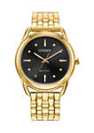 Womens Classic Gold-Tone Stainless Steel Bracelet Watch