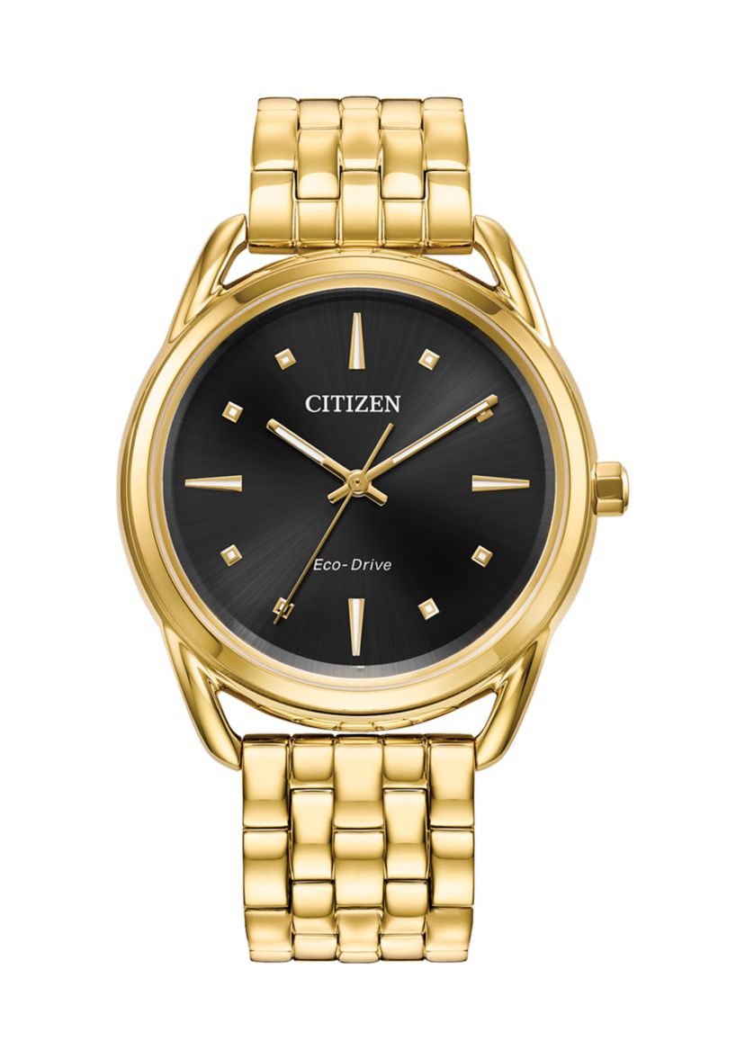 Womens Classic Gold-Tone Stainless Steel Bracelet Watch