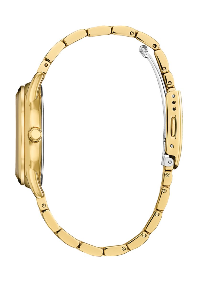 Womens Classic Gold-Tone Stainless Steel Bracelet Watch