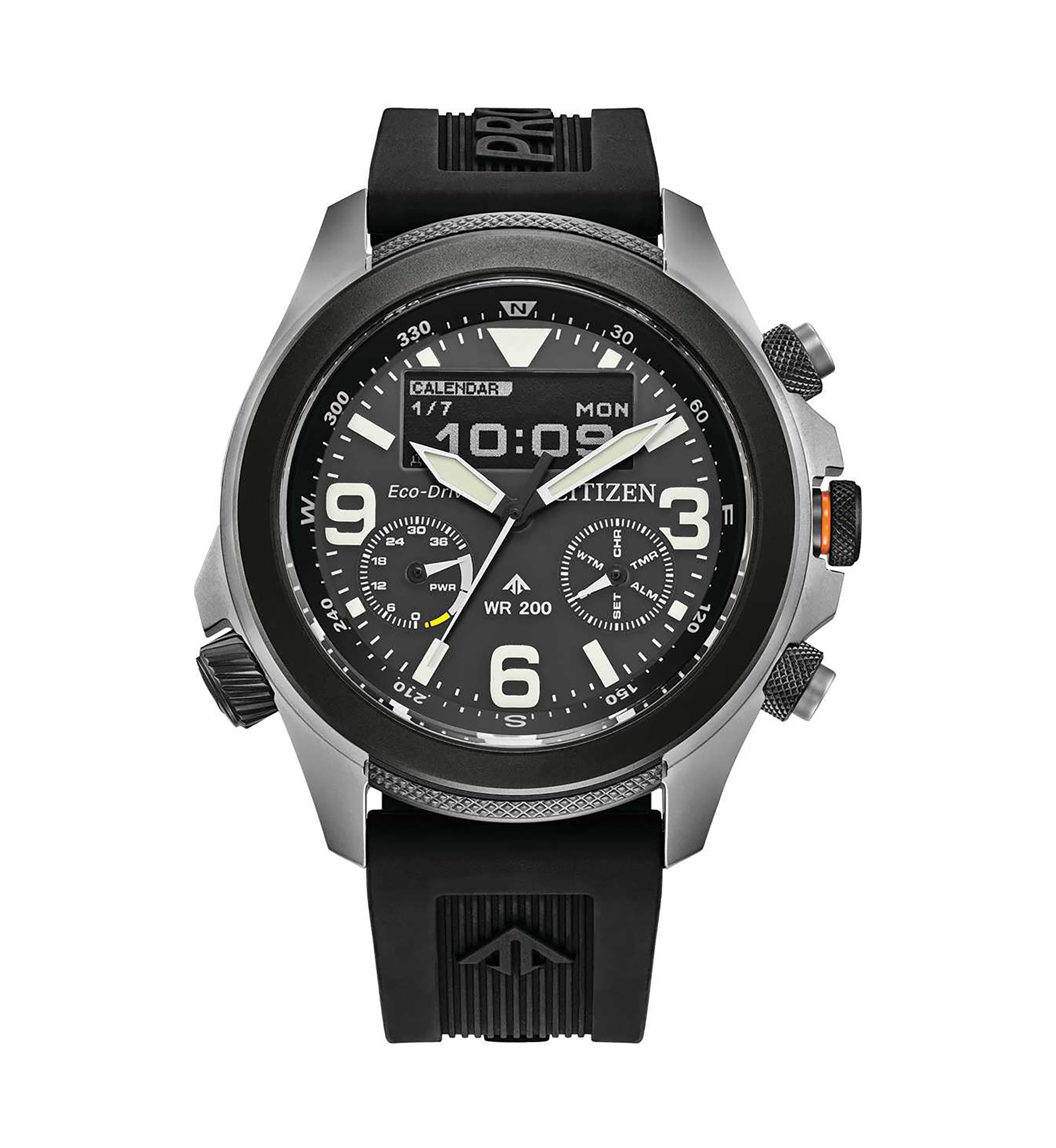 Citizens Mens Promaster Eco Combination Black Polyurethane Strap Watch