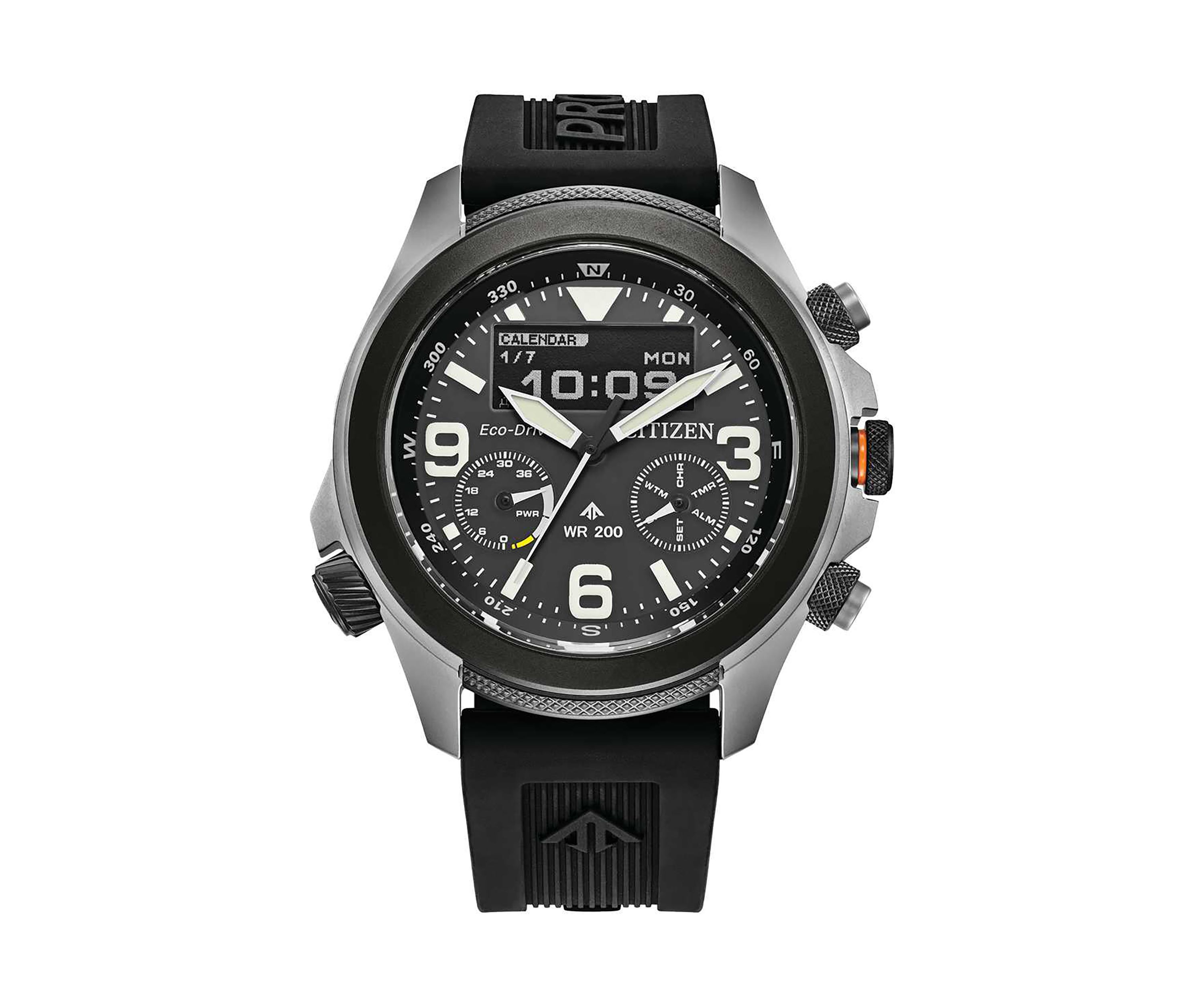 Citizens Mens Promaster Eco Combination Black Polyurethane Strap Watch