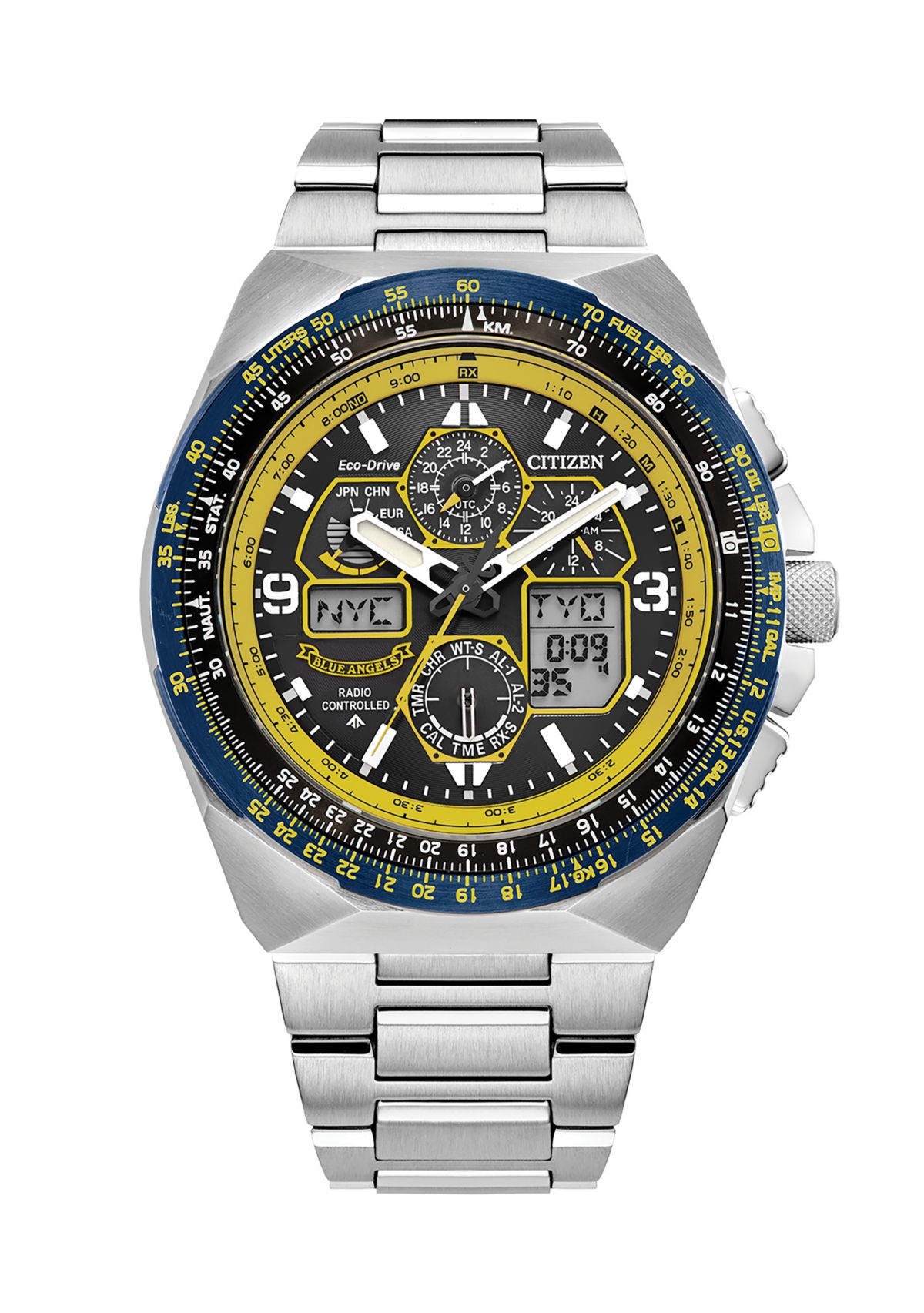 Mens Promaster Eco Skyhawk Silver Tone Stainless Steel Bracelet Watch 