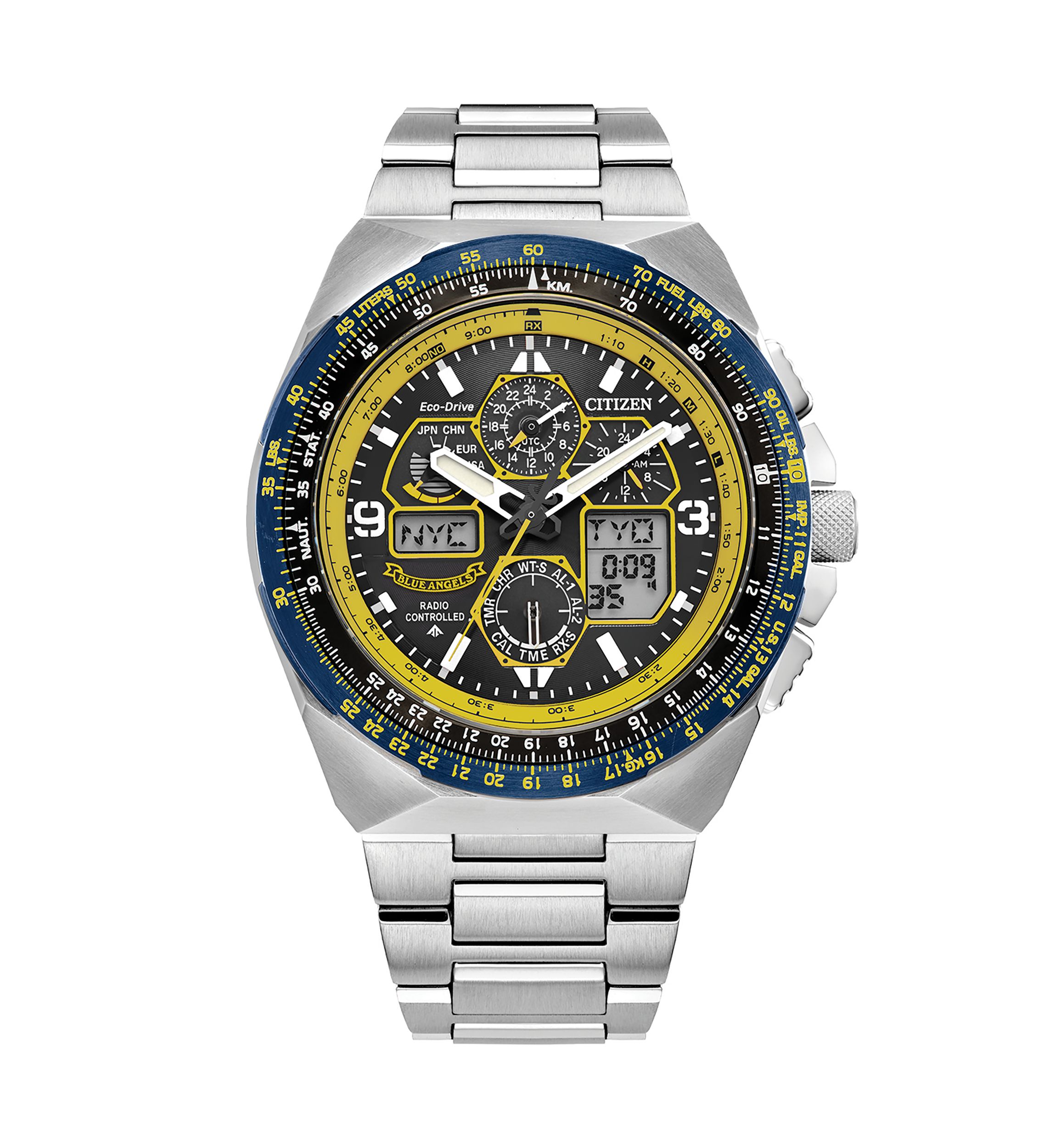 Mens Promaster Eco Skyhawk Silver Tone Stainless Steel Bracelet Watch 
