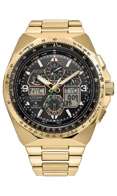 CITIZEN Mens Promaster Skyhawk Light Gold-Tone Stainless Steel Bracelet Watch 46mm