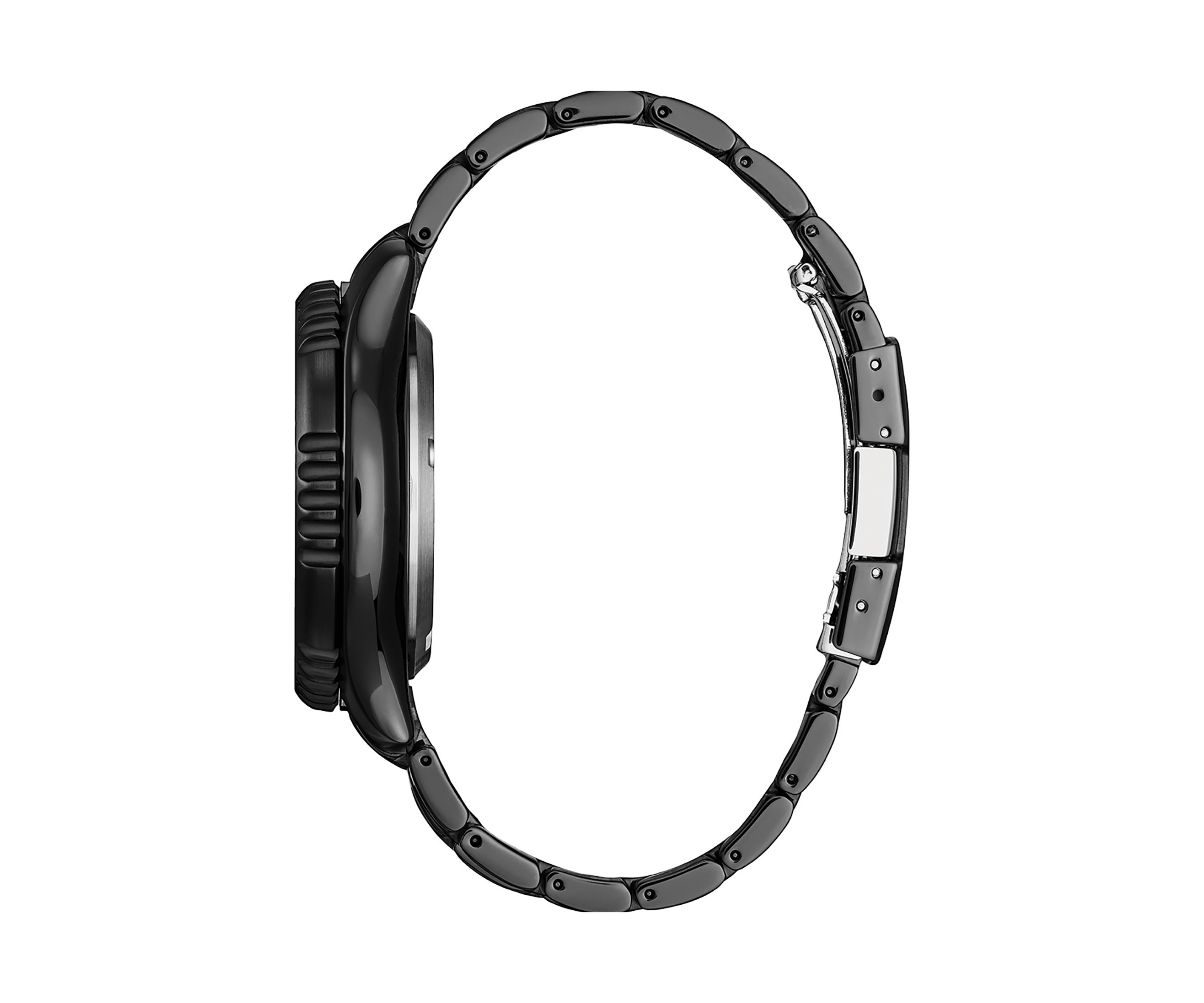 44 Millimeter Automatic Dive Black Ion-Plated Stainless Steel Bracelet Watch 