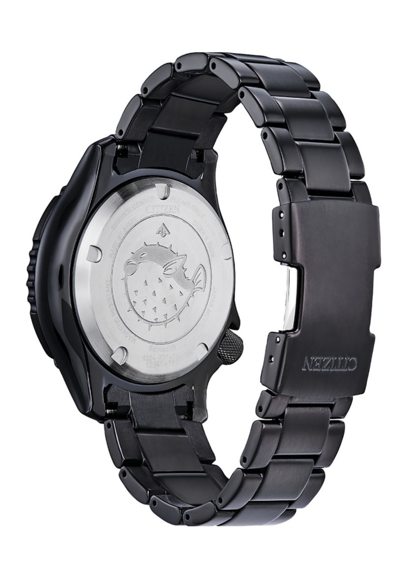 44 Millimeter Automatic Dive Black Ion-Plated Stainless Steel Bracelet Watch 