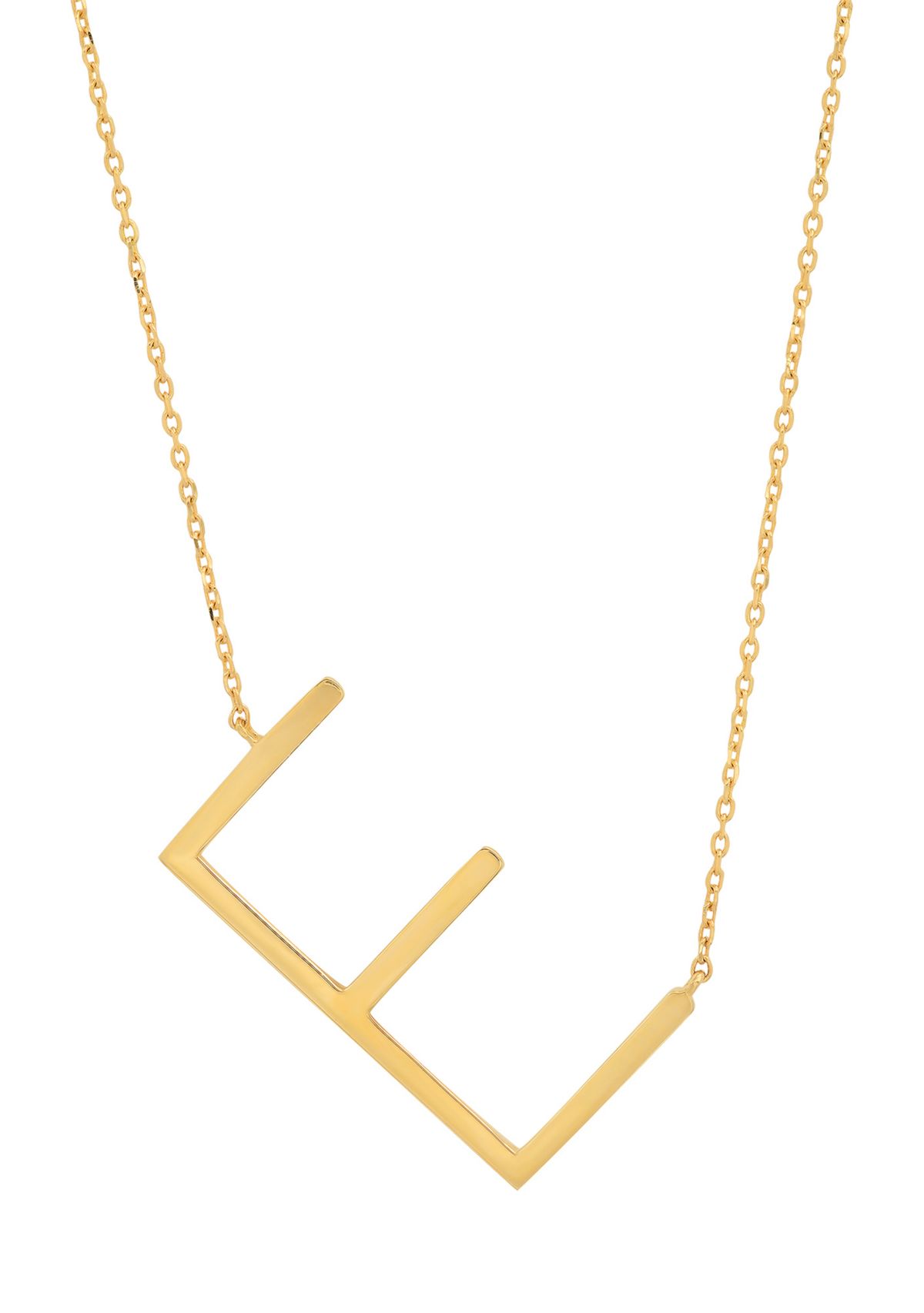 10k Solid Yellow Gold Large Sideways Block Initial Letter Extendable Necklace