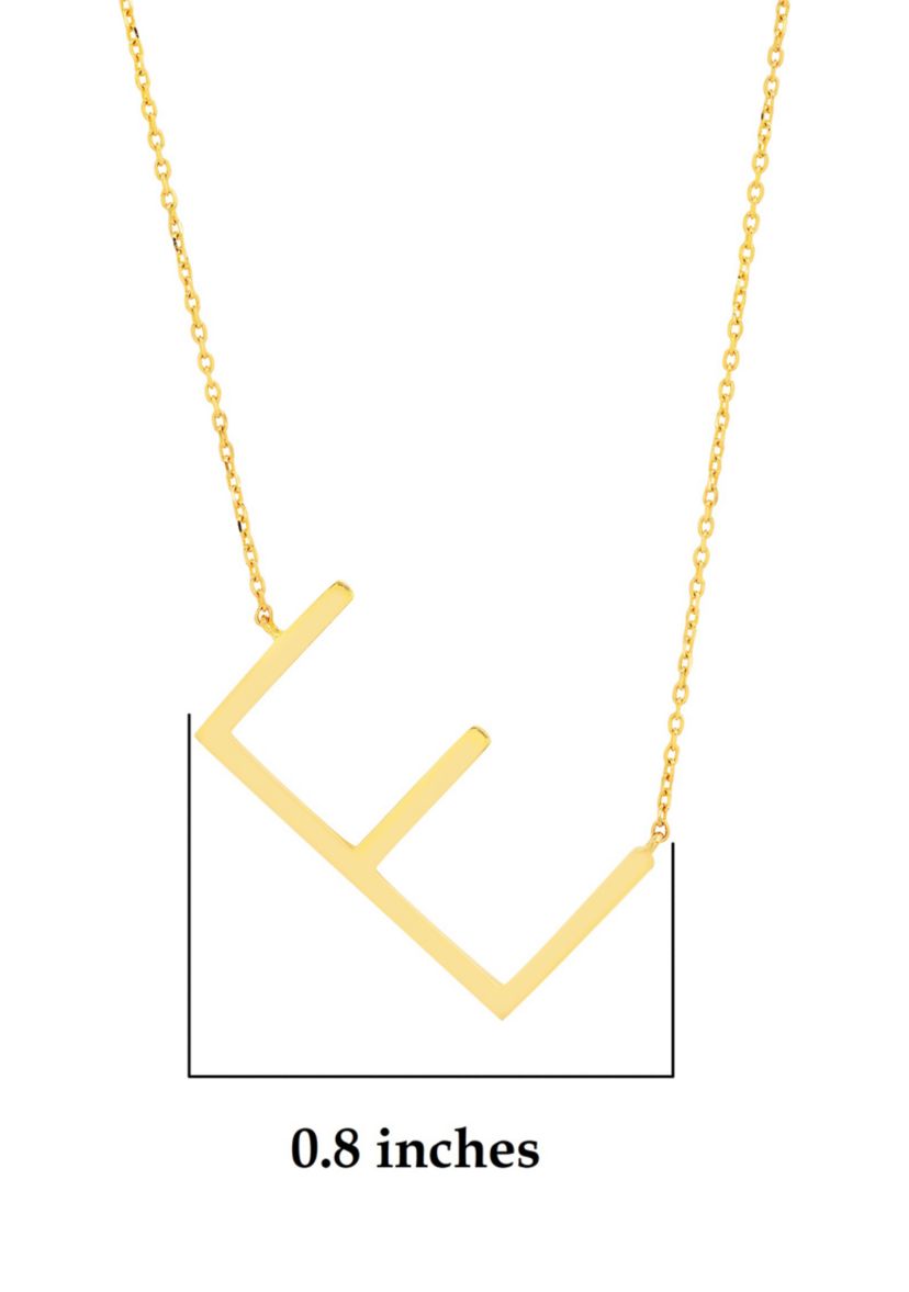 10k Solid Yellow Gold Large Sideways Block Initial Letter Extendable Necklace