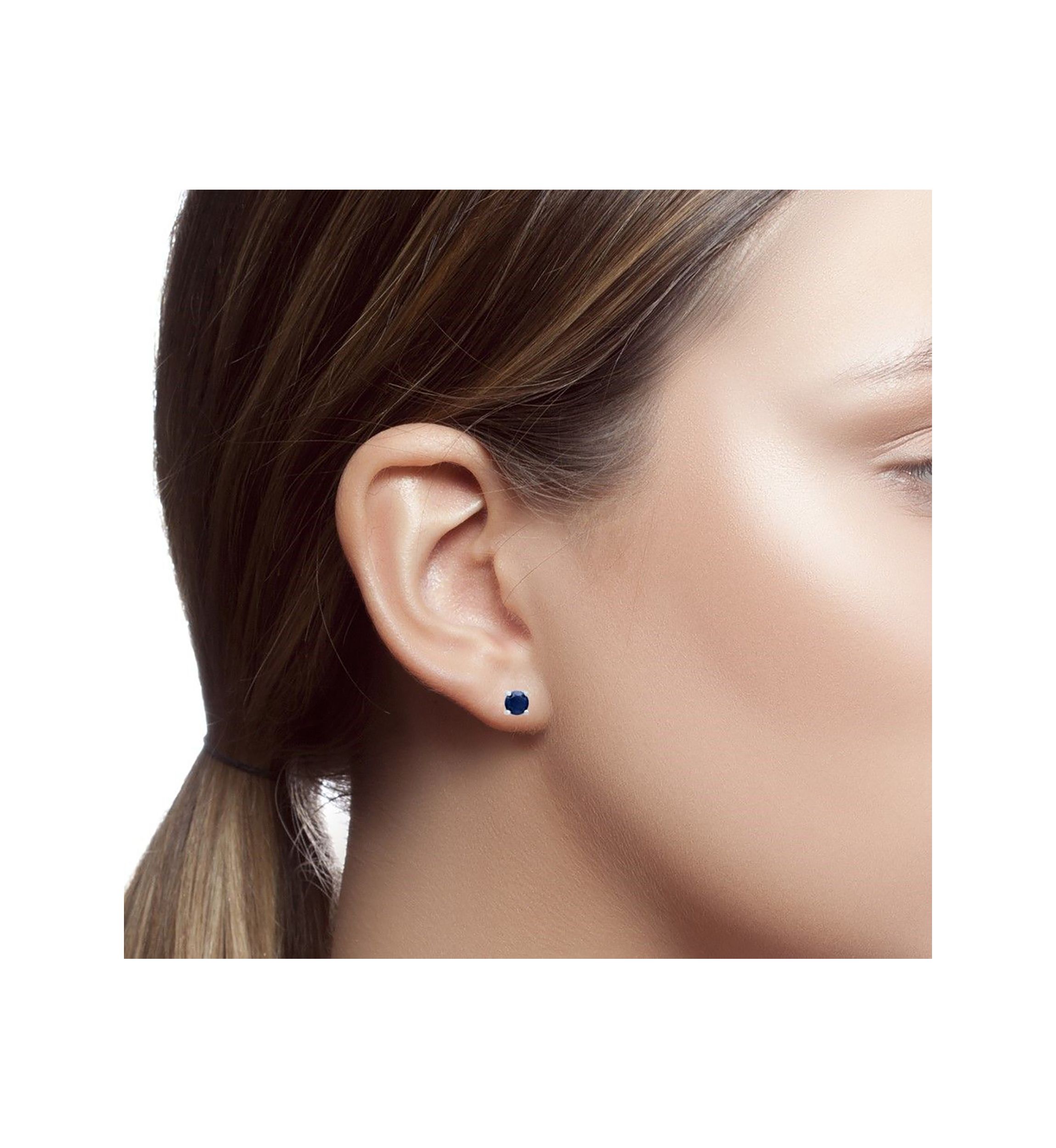 Sterling Silver Round Citrine Stud Earrings (5mm)