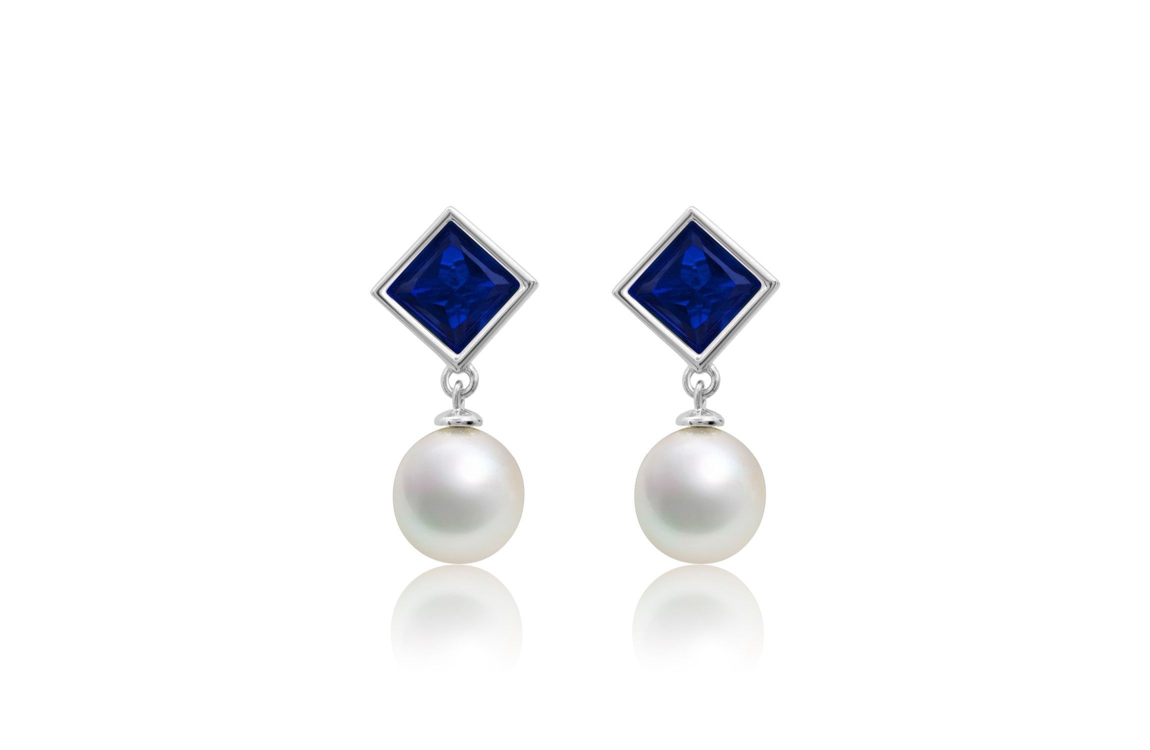 Sterling Silver 6MM Cultured Pearl Dangle and Garnet Stud Earrings