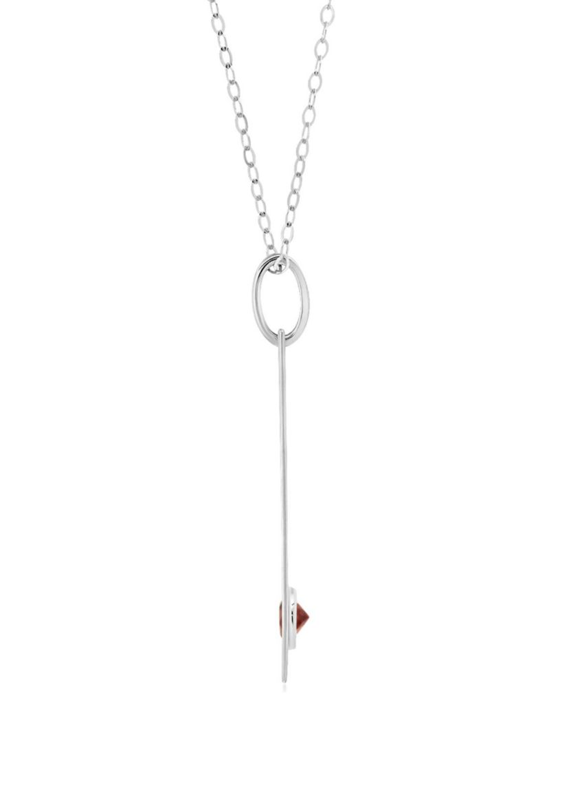 14k White or Yellow Gold Bar Pendant Necklace with 3mm Small Round Gemstone