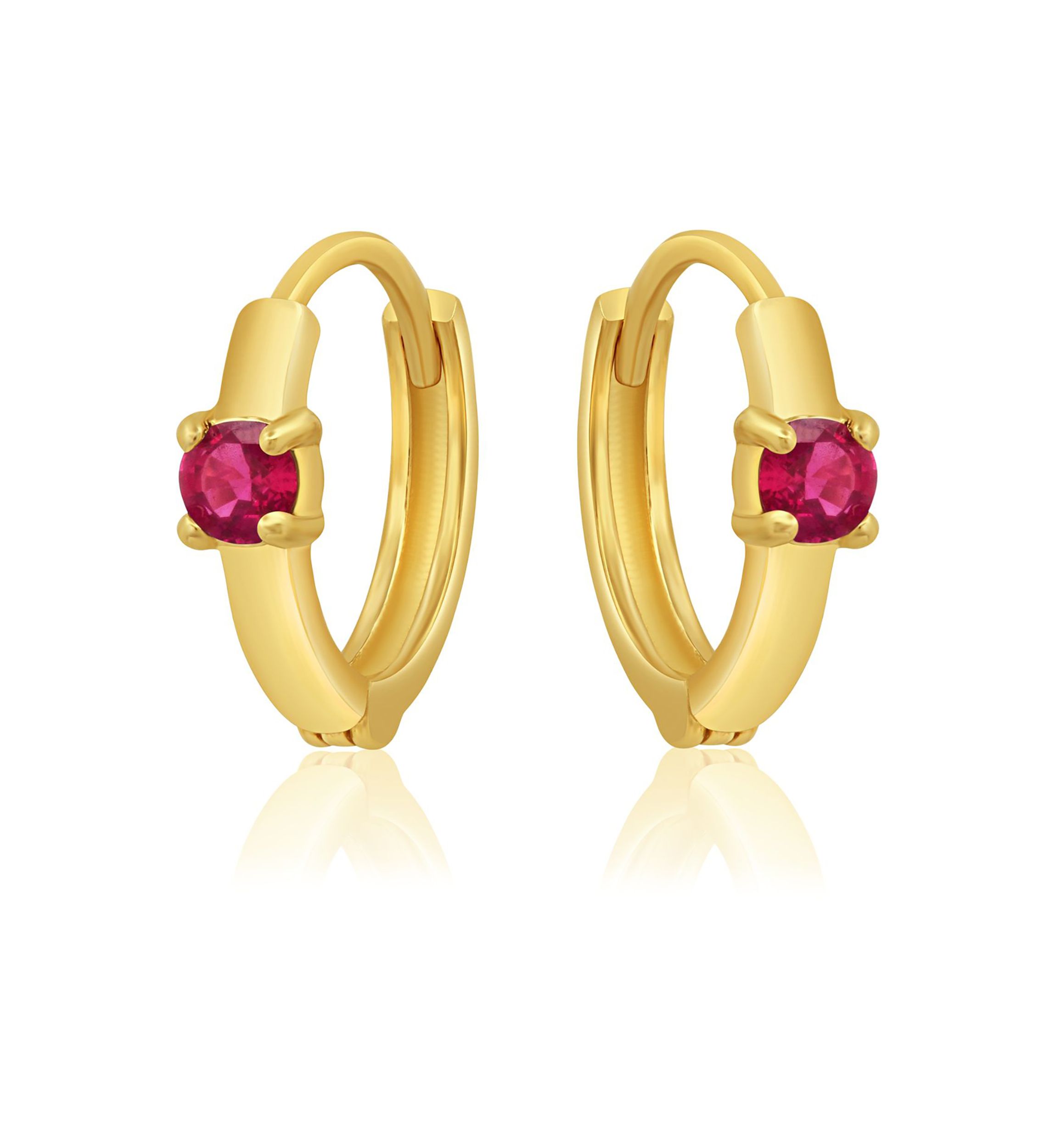 14k Yellow Gold Natural Blue Sapphire Pair Small Huggie Hoop Earrings with Hidden Clip Closure