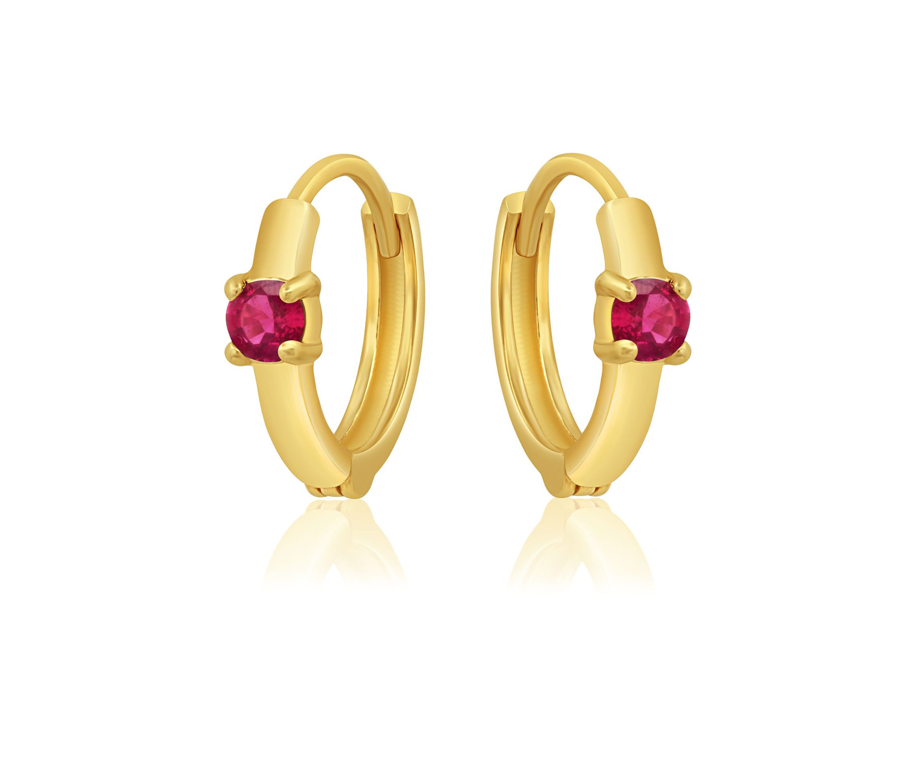 14k Yellow Gold Natural Blue Sapphire Pair Small Huggie Hoop Earrings with Hidden Clip Closure
