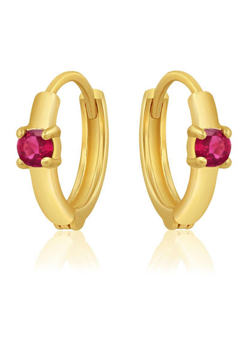 14k Yellow Gold Natural Blue Sapphire Pair Small Huggie Hoop Earrings with Hidden Clip Closure