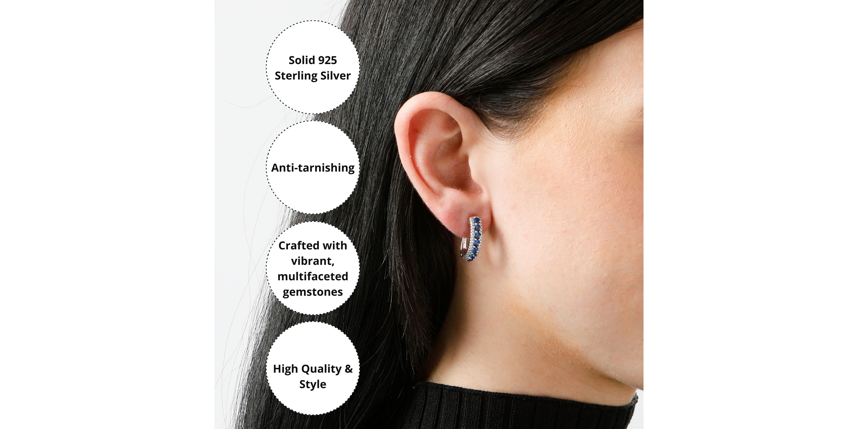Sterling Silver Simulated Emerald Round Hoop Earrings, 0.75 inches