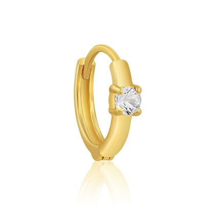Belk & Co 14k Yellow Gold Natural Blue Sapphire Single Small Huggie Hoop Earrings in with Hidden Clip Closure
