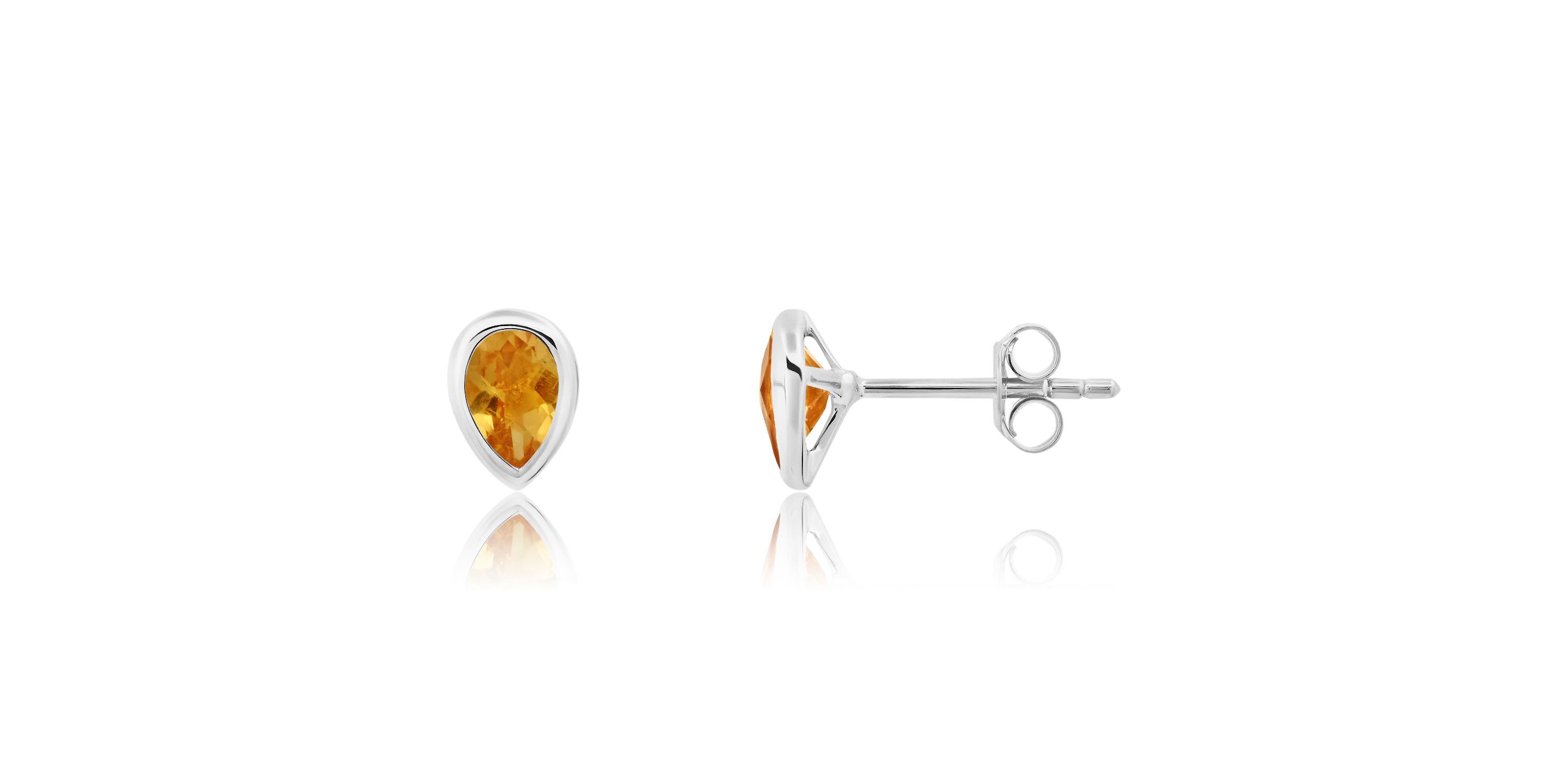 14K Yellow Gold Plated or Sterling Silver Pear Cut 6mm Gemstone Bezel Set Stud Earrings
