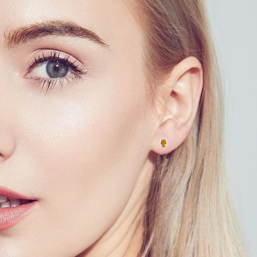 14K Yellow Gold Plated or Sterling Silver Pear Cut 6mm Gemstone Bezel Set Stud Earrings
