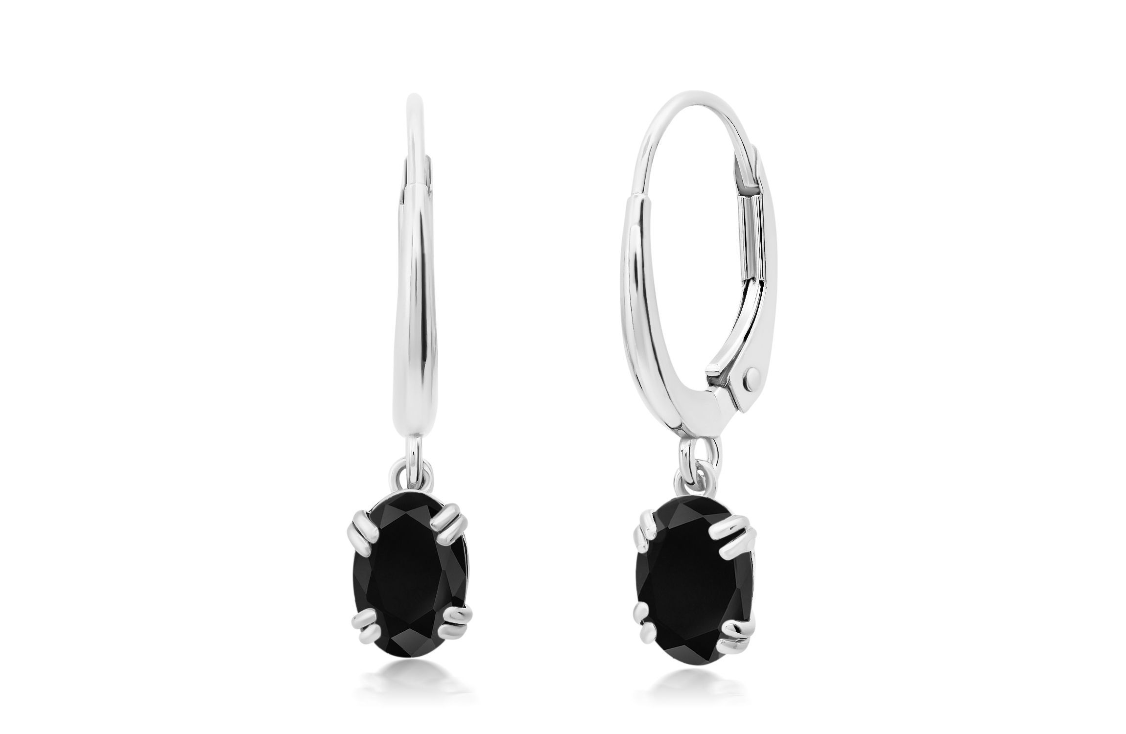 10k White or Yellow Gold Oval Cut 6x4mm Gemstone Dangle Lever Back Earrings