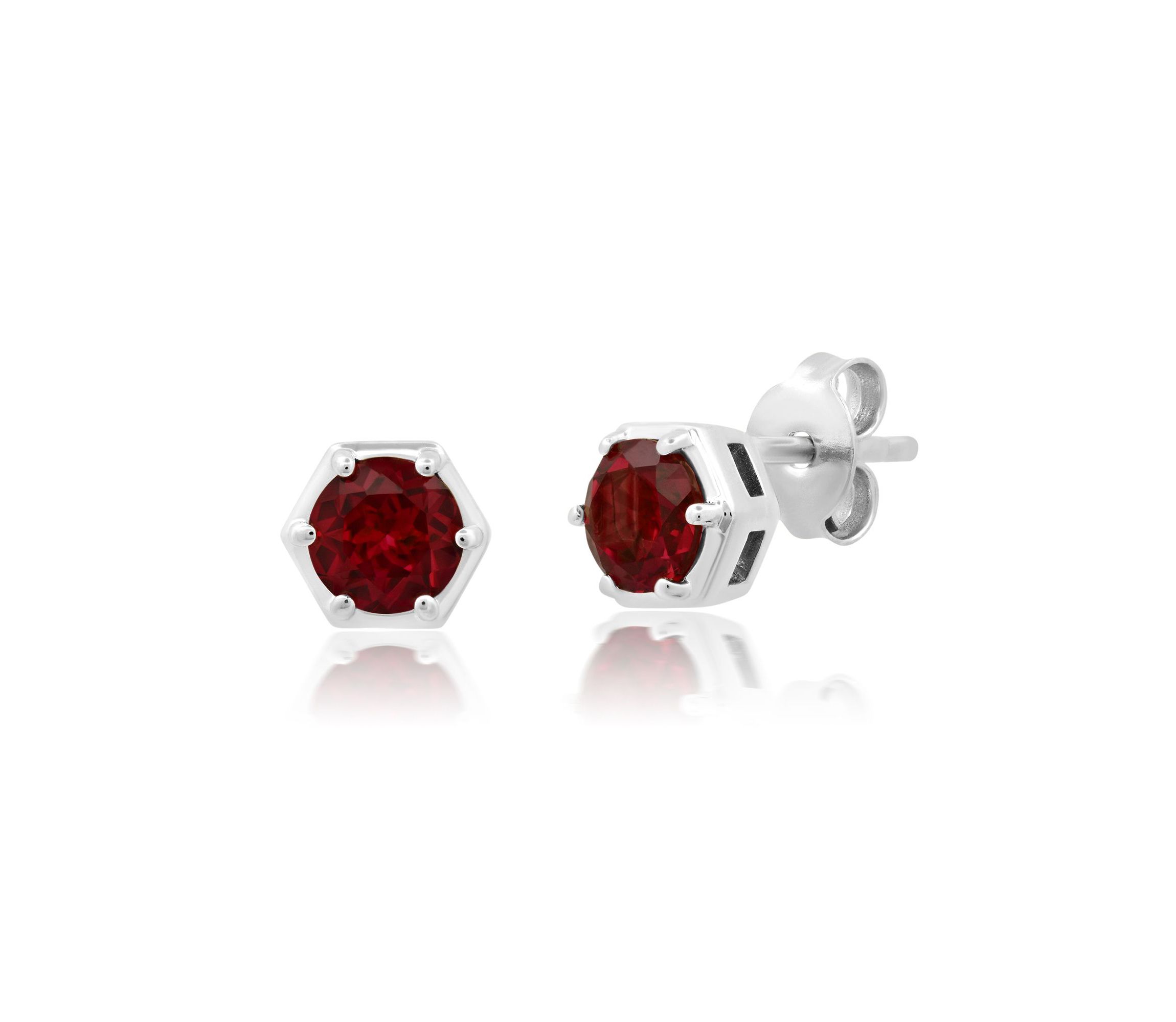14k Yellow Gold Plated or 925 Sterling Silver Round Cut 5mm Gemstone Hexagon Stud Earrings