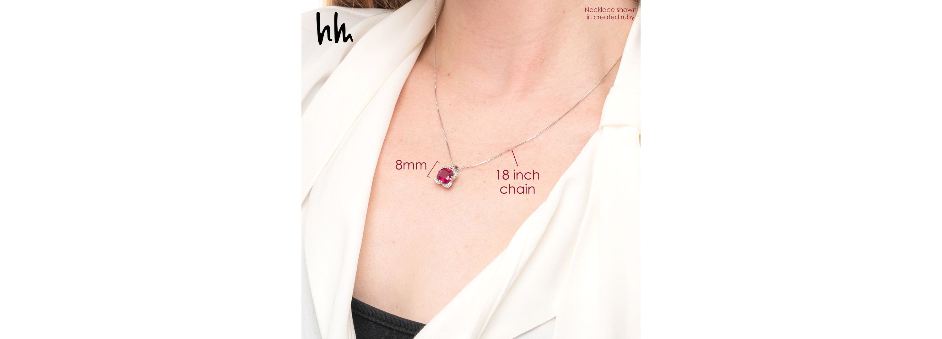 Sterling Silver Cushion Cut Gemstone Square Pendant Necklace and Created White Sapphire Accents on 18 Inch Chain