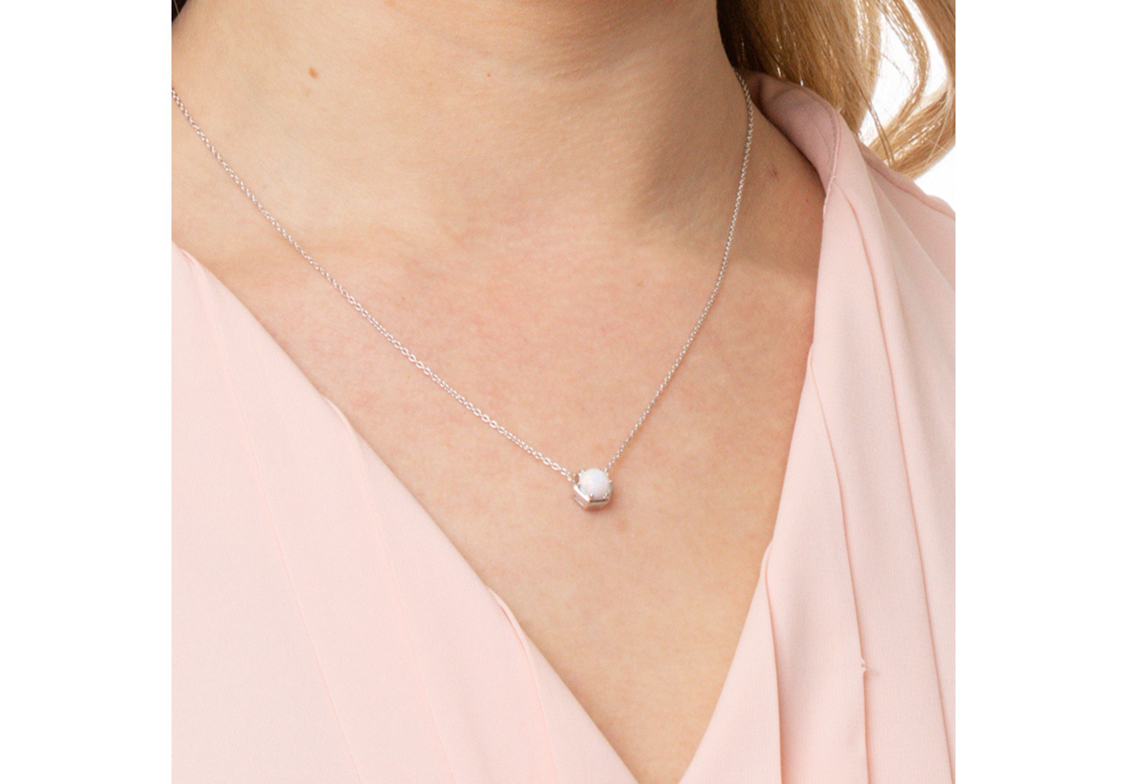 14k Yellow Gold Plated or 925 Sterling Silver Round Gemstone Hexagon Stationary Pendant Necklace on 18 Inch Chain