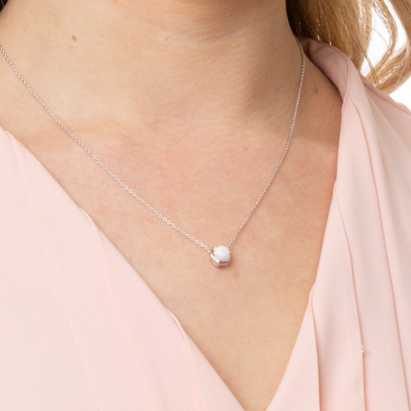 14k Yellow Gold Plated or 925 Sterling Silver Round Gemstone Hexagon Stationary Pendant Necklace on 18 Inch Chain
