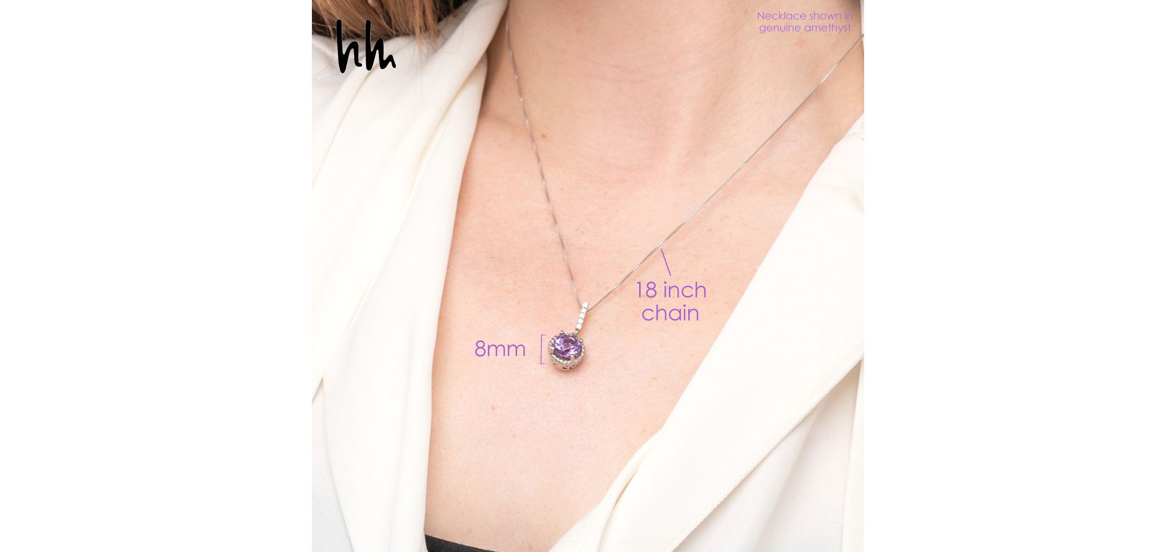 Sterling Silver Round Cut Gemstone Roped Halo Pendant Necklace and Created White Sapphire Accents on 18 Inch Chain