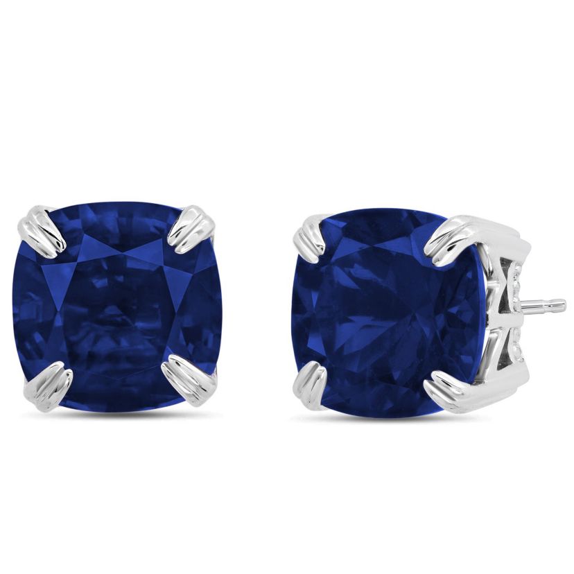 Sterling Silver with 7mm Cushion Cut Gemstones Stud Earrings