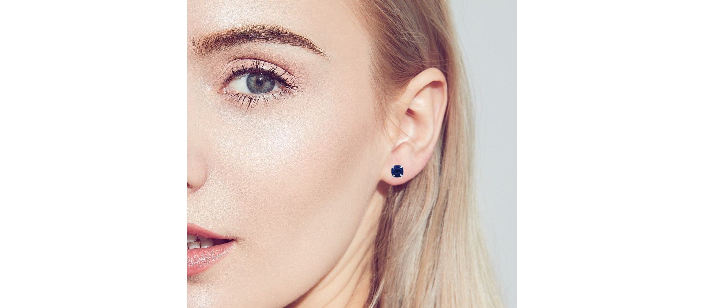 Sterling Silver with 7mm Cushion Cut Gemstones Stud Earrings