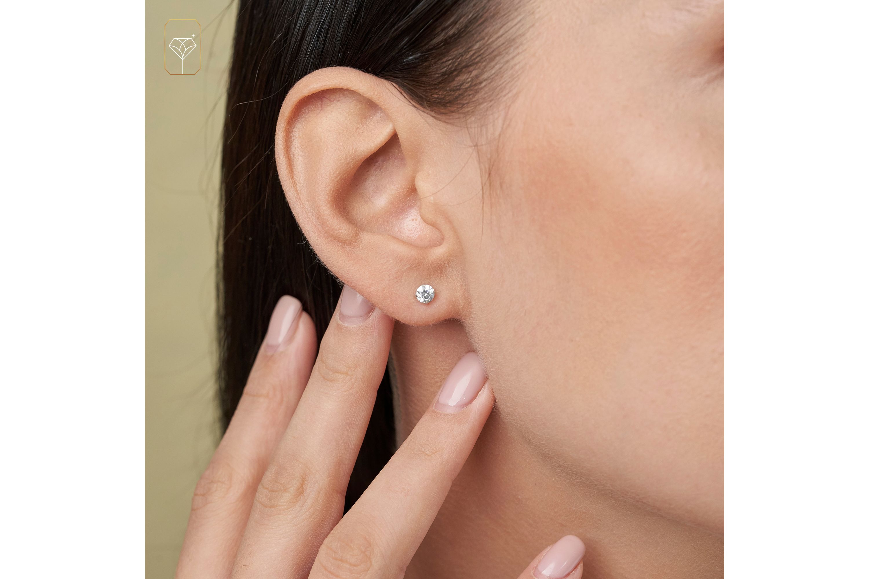 14k Rose Gold Round Stud Earrings with Genuine Swarovski Zirconia (4MM)