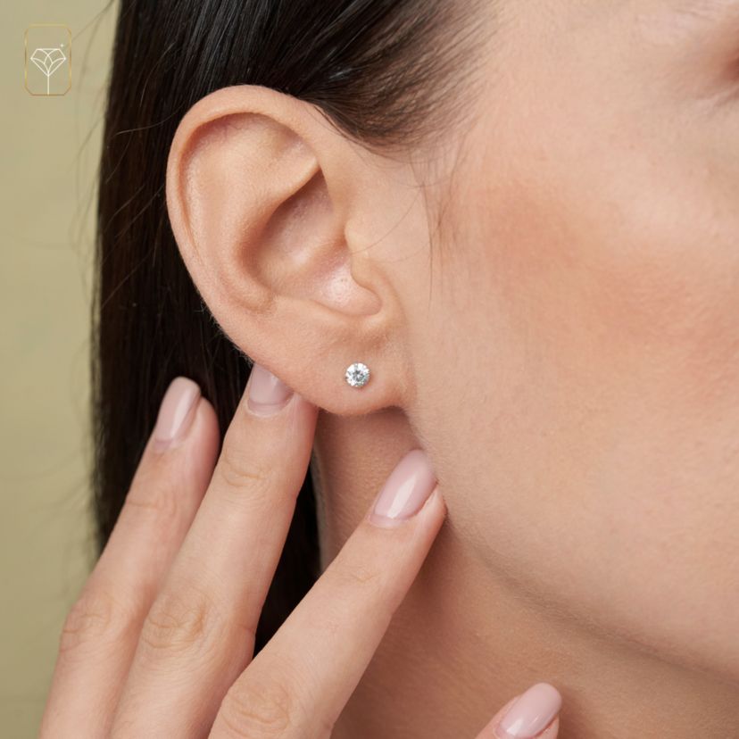 14k Rose Gold Round Stud Earrings with Genuine Swarovski Zirconia (4MM)
