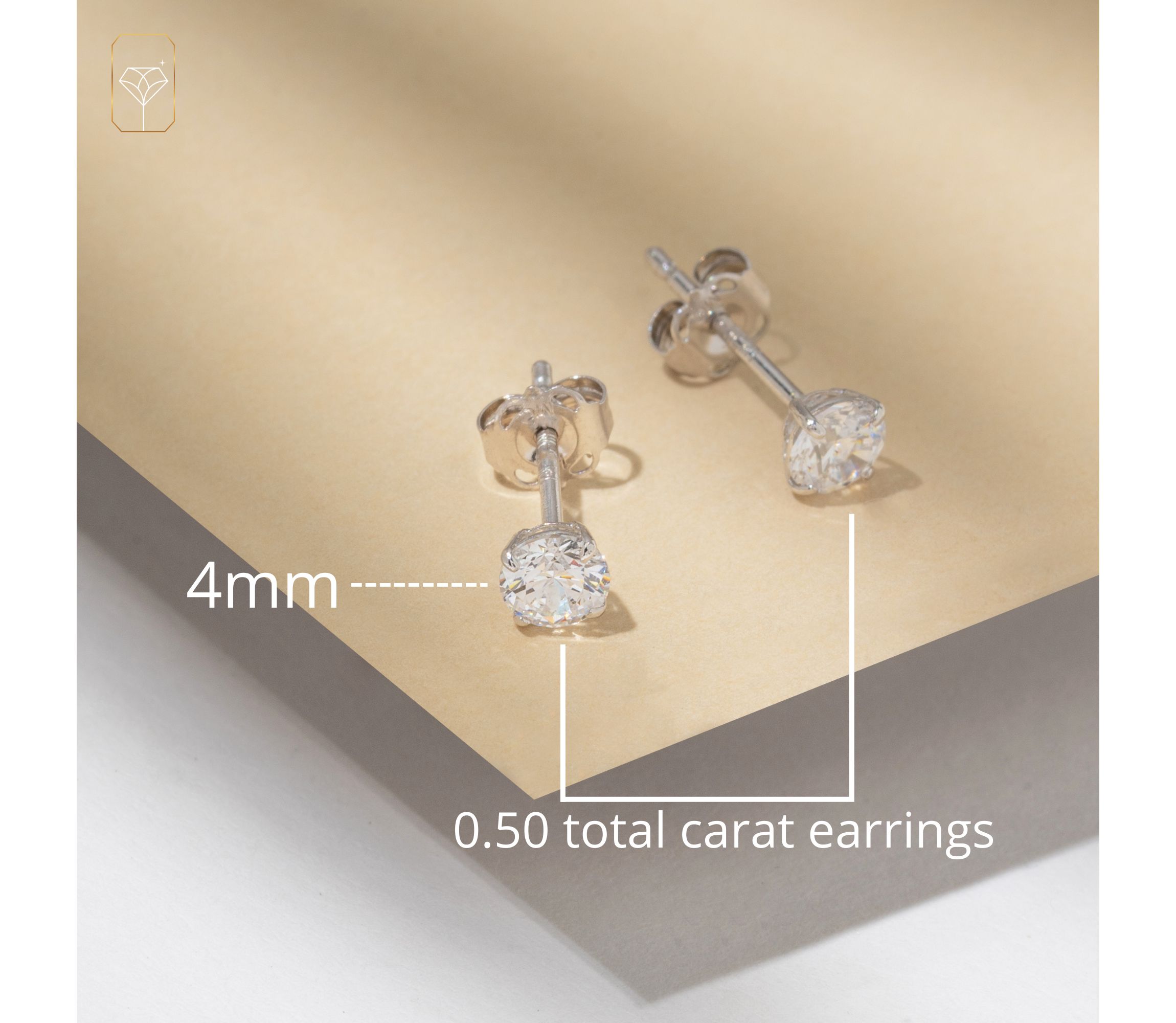 14k Rose Gold Round Stud Earrings with Genuine Swarovski Zirconia (4MM)