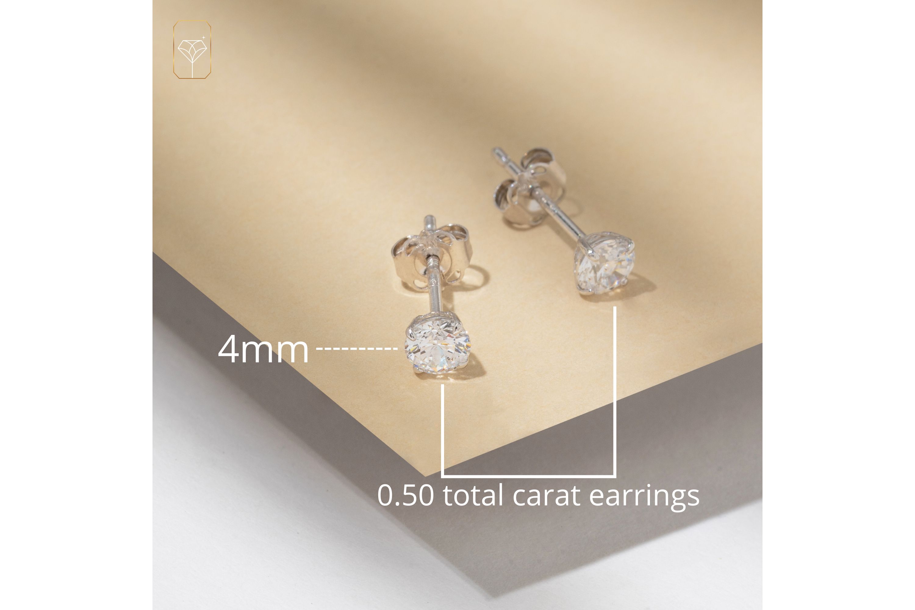 14k Rose Gold Round Stud Earrings with Genuine Swarovski Zirconia (4MM)
