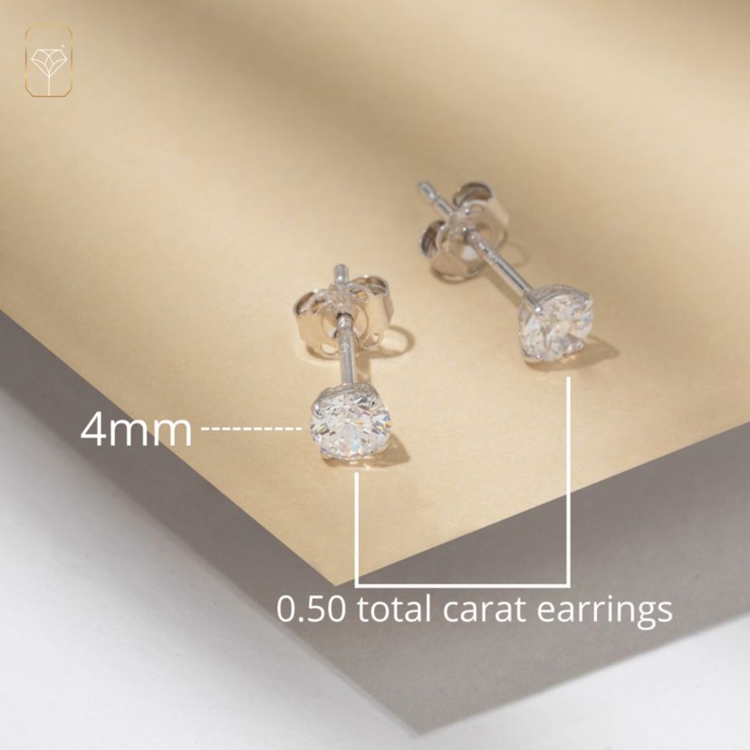 14k Rose Gold Round Stud Earrings with Genuine Swarovski Zirconia (4MM)