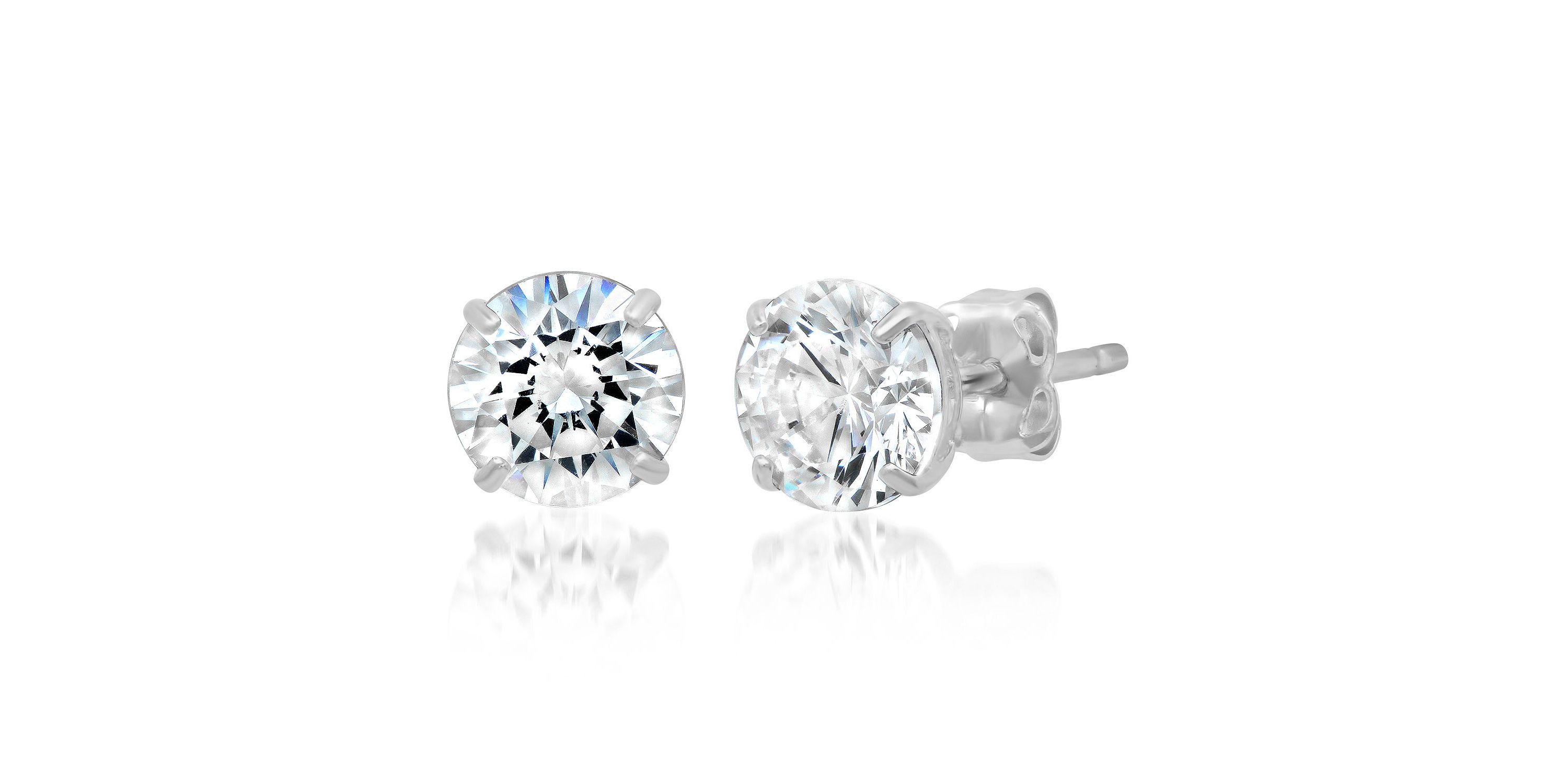 14k Rose Gold Round Stud Earrings with Genuine Swarovski Zirconia (6MM)