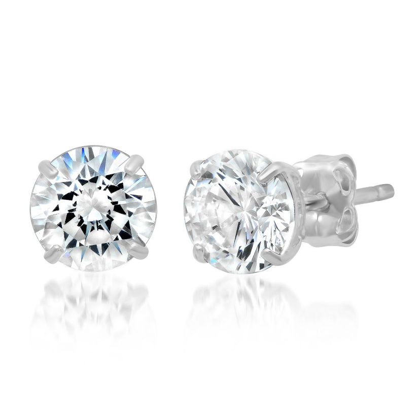 14k Rose Gold Round Stud Earrings with Genuine Swarovski Zirconia (6MM)