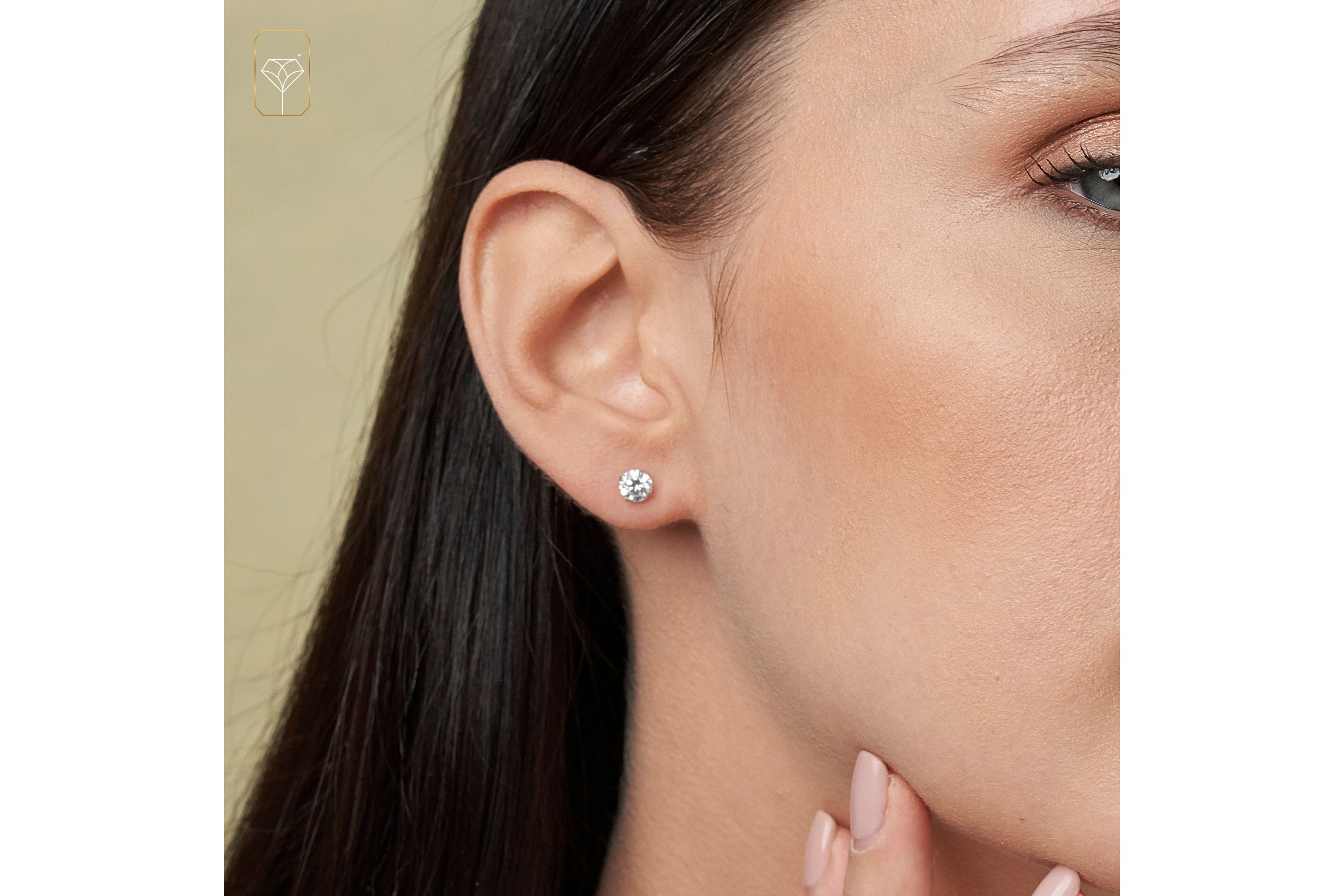 14k Rose Gold Round Stud Earrings with Genuine Swarovski Zirconia (6MM)