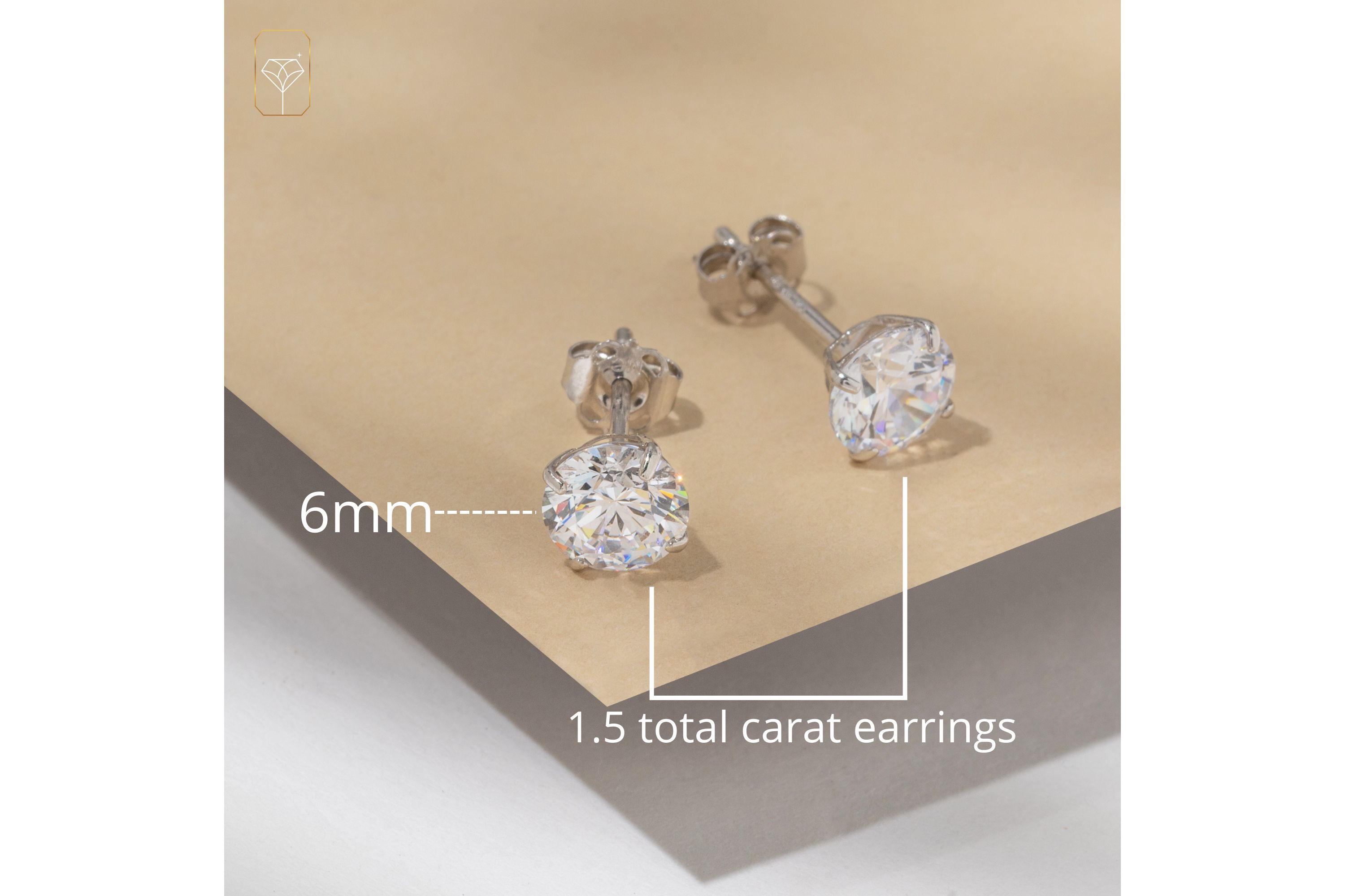 14k Rose Gold Round Stud Earrings with Genuine Swarovski Zirconia (6MM)