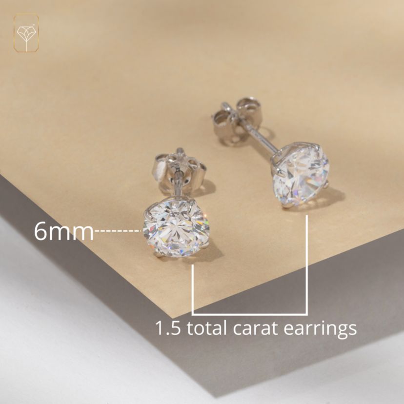 14k Rose Gold Round Stud Earrings with Genuine Swarovski Zirconia (6MM)