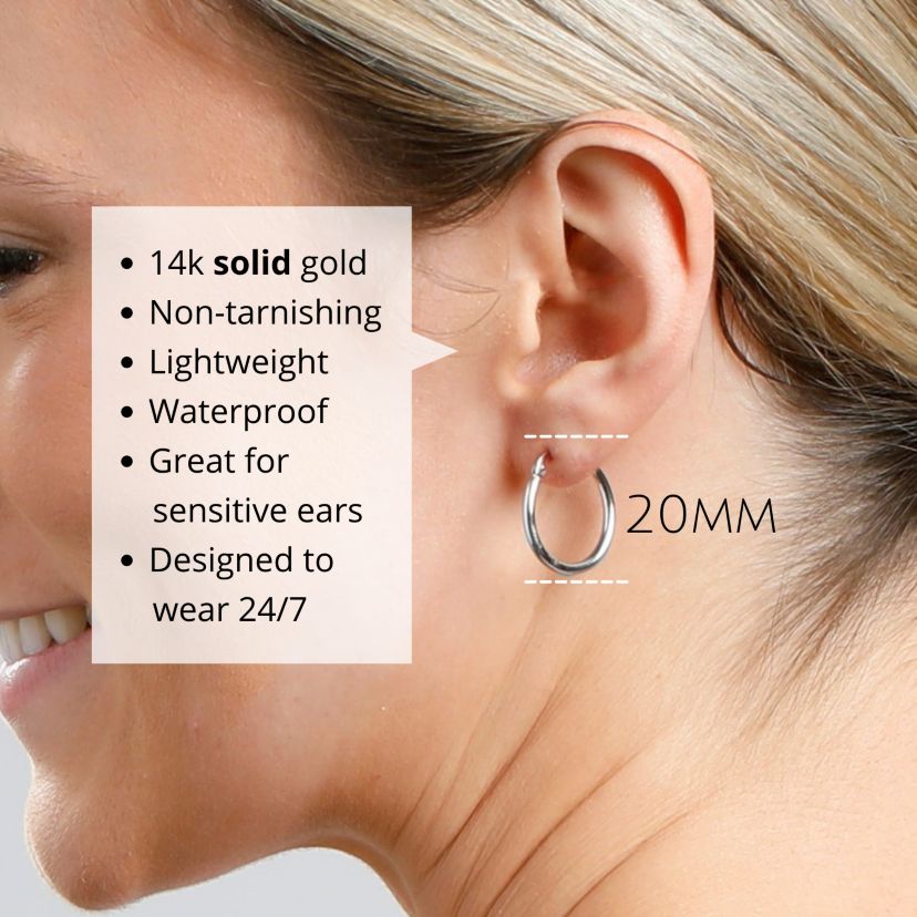 14k Gold 1.2 inch Round Hoop Earrings (30MM)