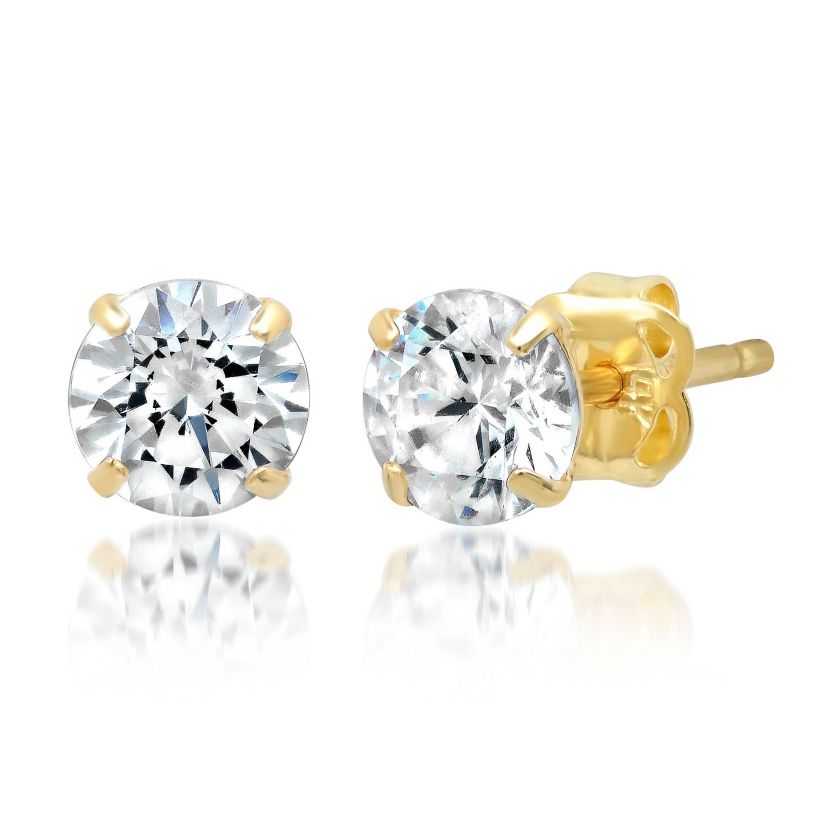 14k Rose Gold Round Stud Earrings with Genuine Swarovski Zirconia (5MM)
