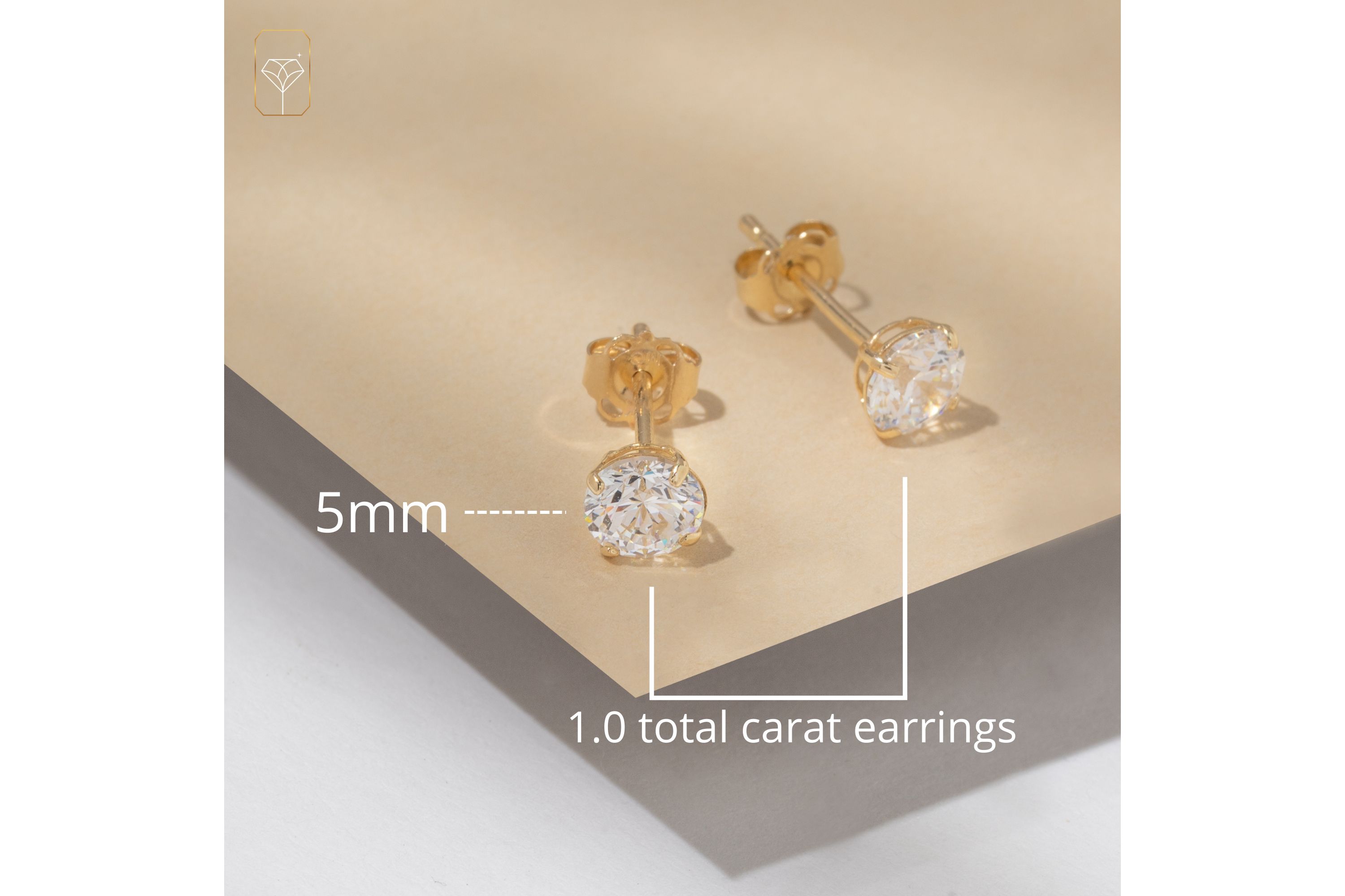 14k Rose Gold Round Stud Earrings with Genuine Swarovski Zirconia (5MM)