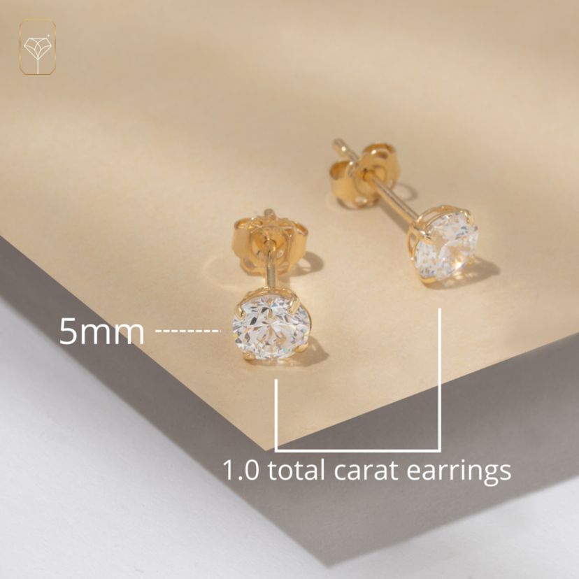 14k Rose Gold Round Stud Earrings with Genuine Swarovski Zirconia (5MM)