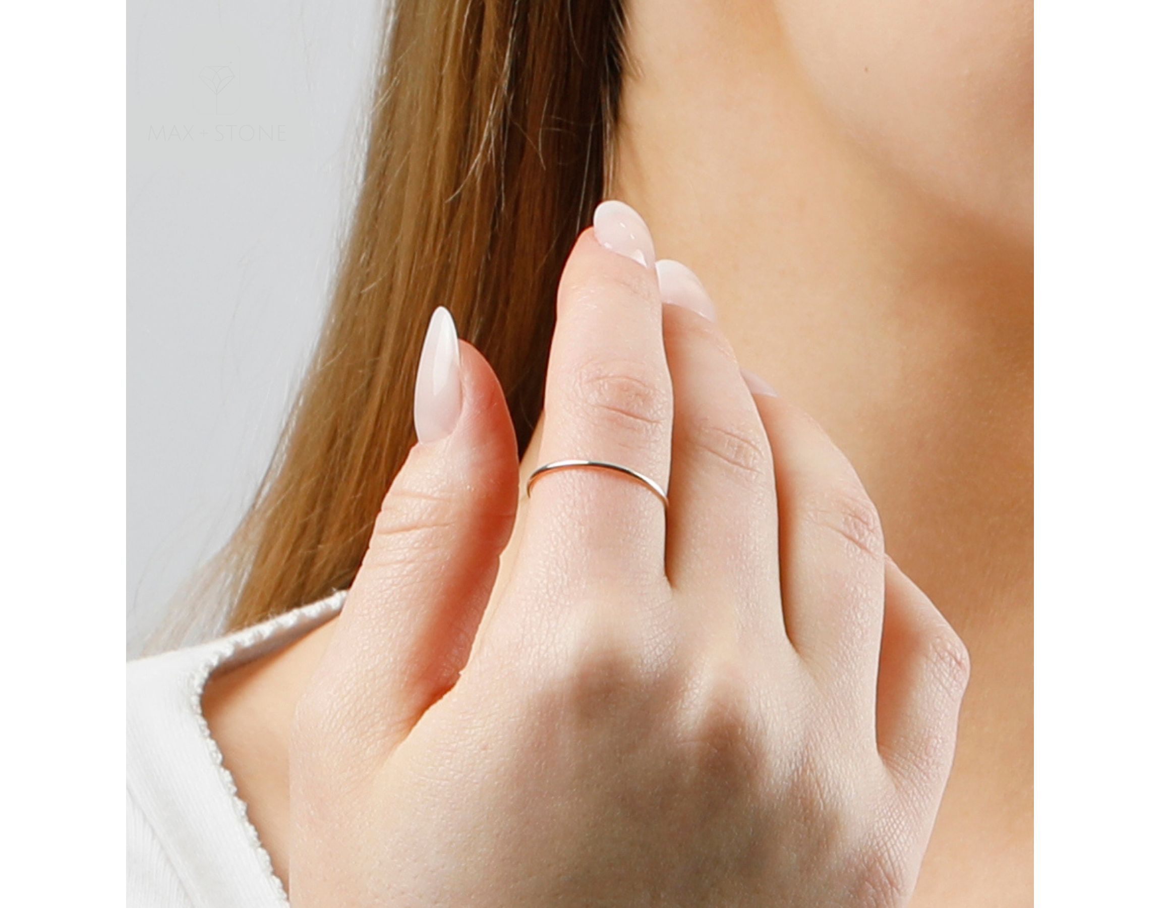 Solid 14k Gold Wedding Band Ring in White Gold, Yellow Gold 1mm Thin Stacking Band in Size 6 to 8