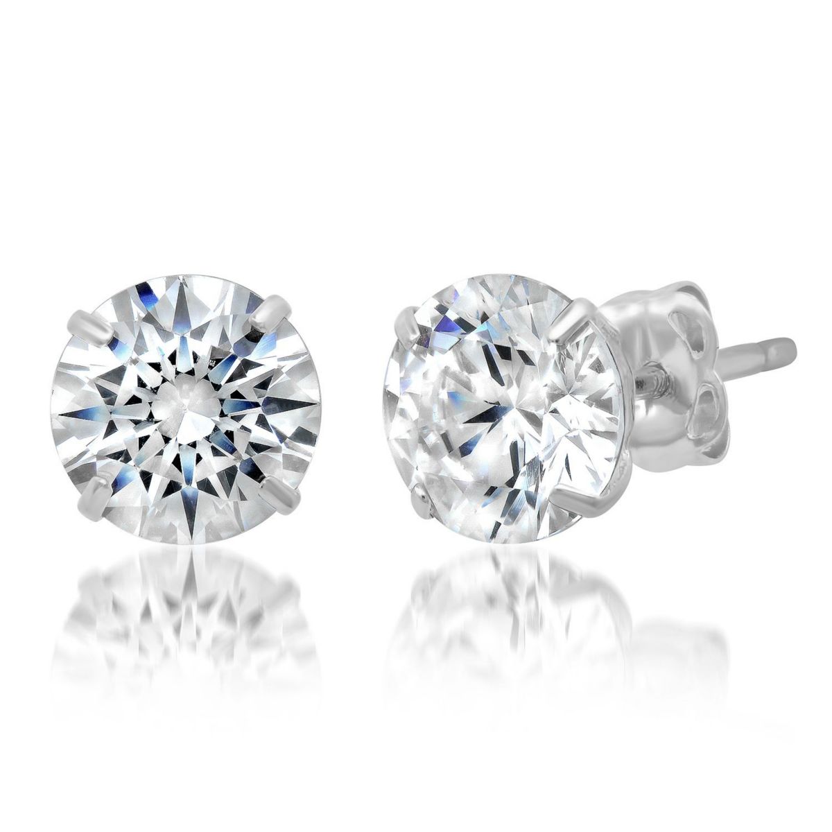 14k Yellow Gold Round Stud Earrings with Genuine Swarovski Zirconia (6.5MM)