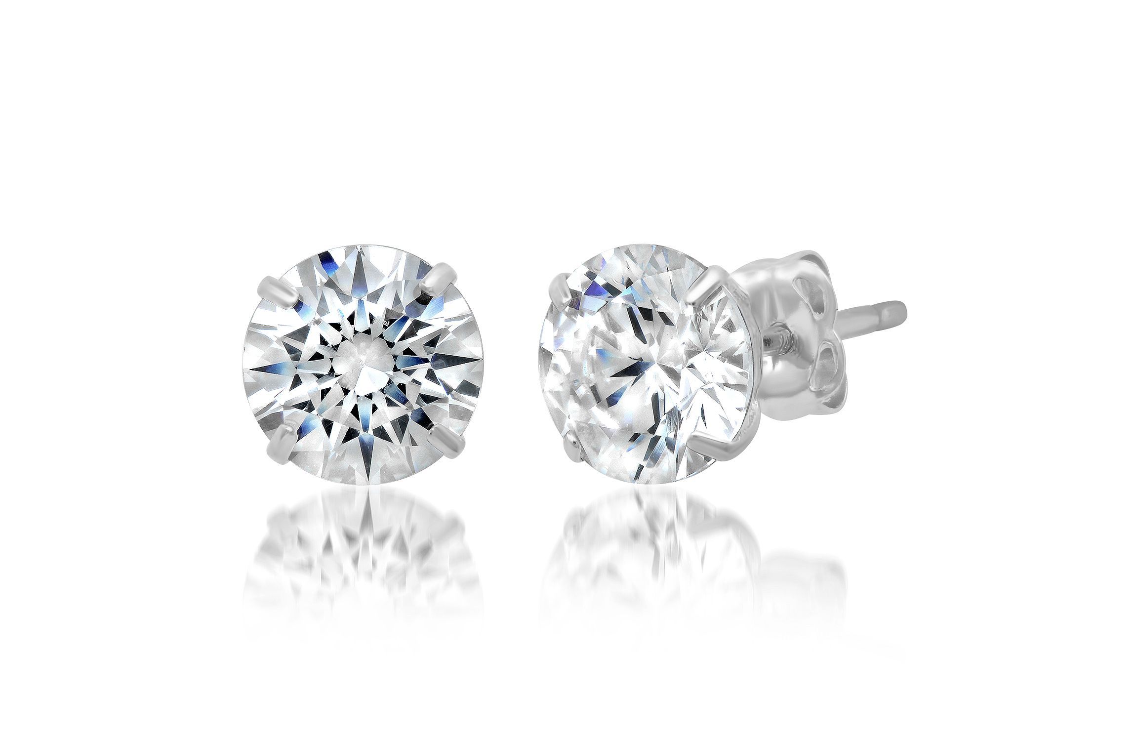 14k Yellow Gold Round Stud Earrings with Genuine Swarovski Zirconia (6.5MM)