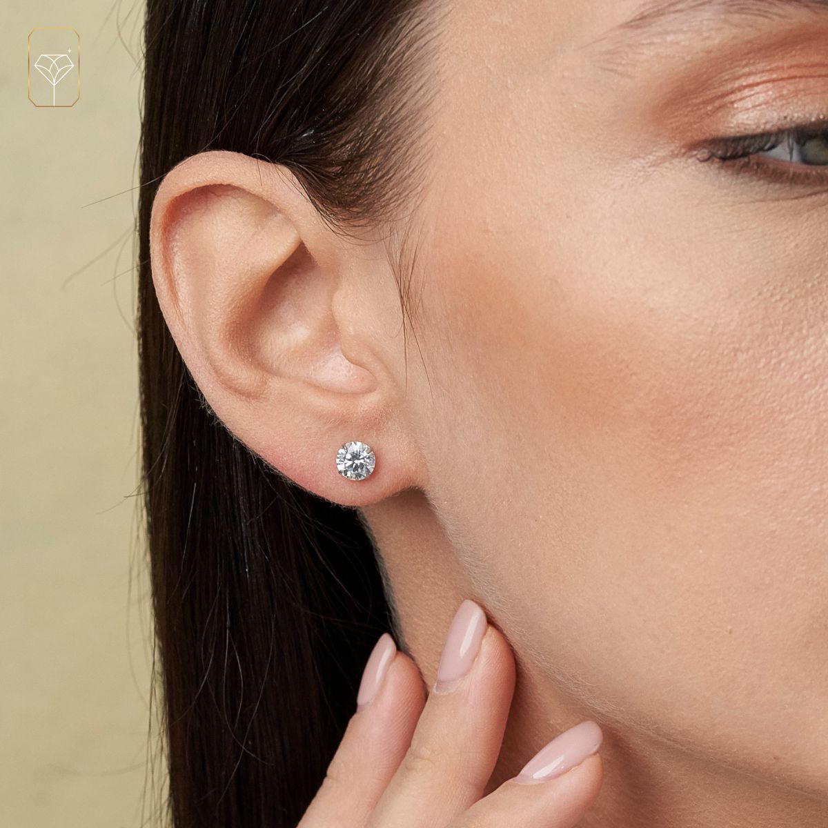 14k Yellow Gold Round Stud Earrings with Genuine Swarovski Zirconia (6.5MM)