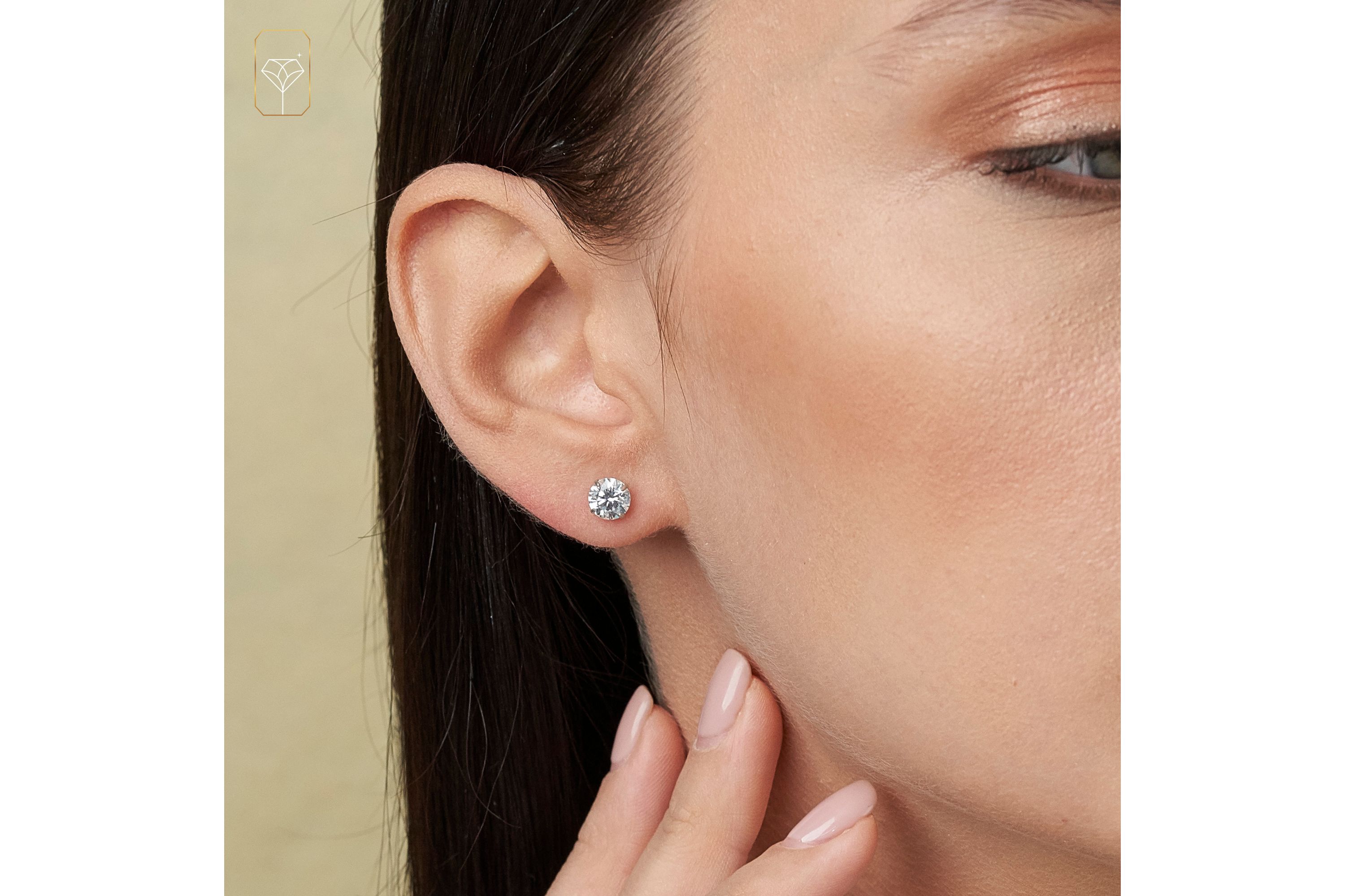 14k Yellow Gold Round Stud Earrings with Genuine Swarovski Zirconia (6.5MM)